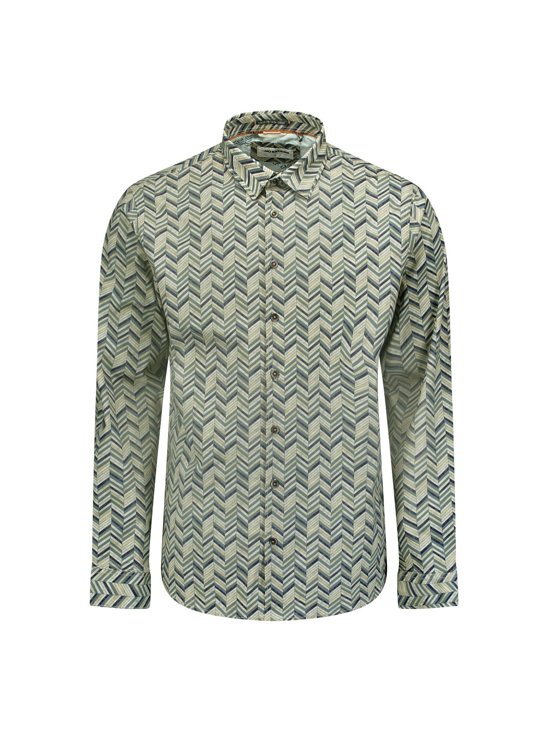 NO EXCESS Langarmhemd, mit Alloverprint und Stretch