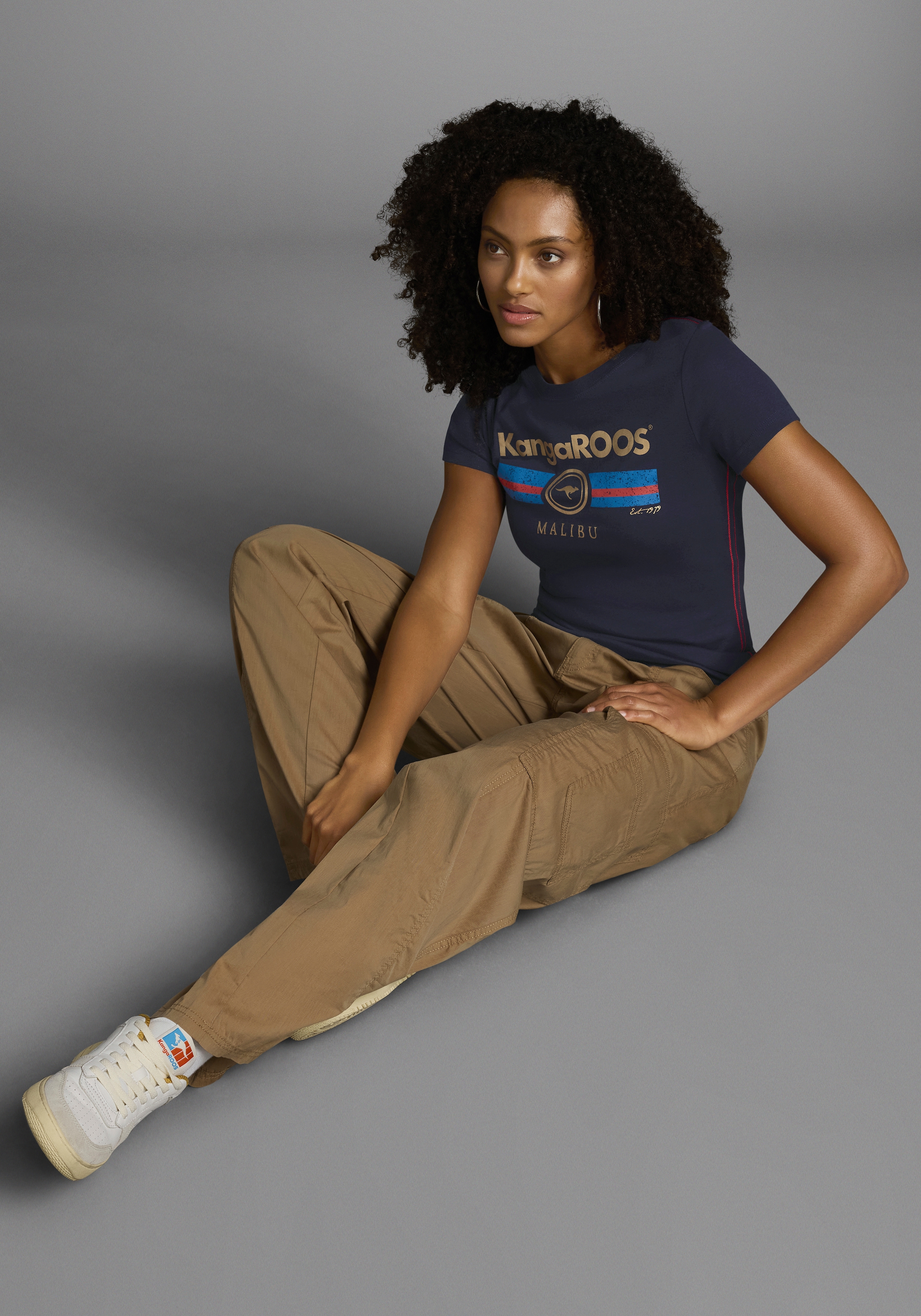 KangaROOS T-Shirt, Kurzarm, unifarben und bedruckt, Rundhalsausschnitt