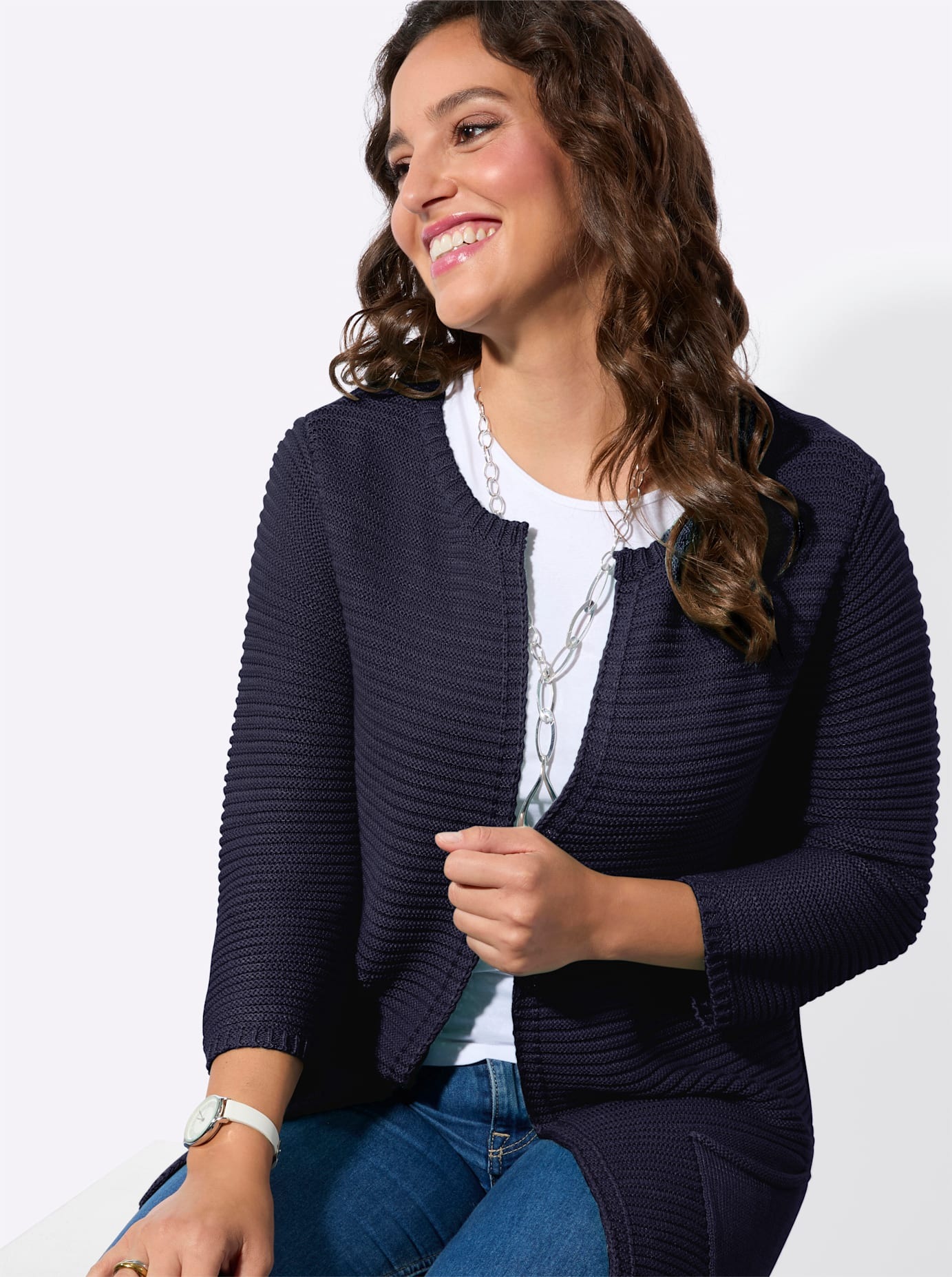Casual Looks Women's Knit Cardigan Navy Size 36 3