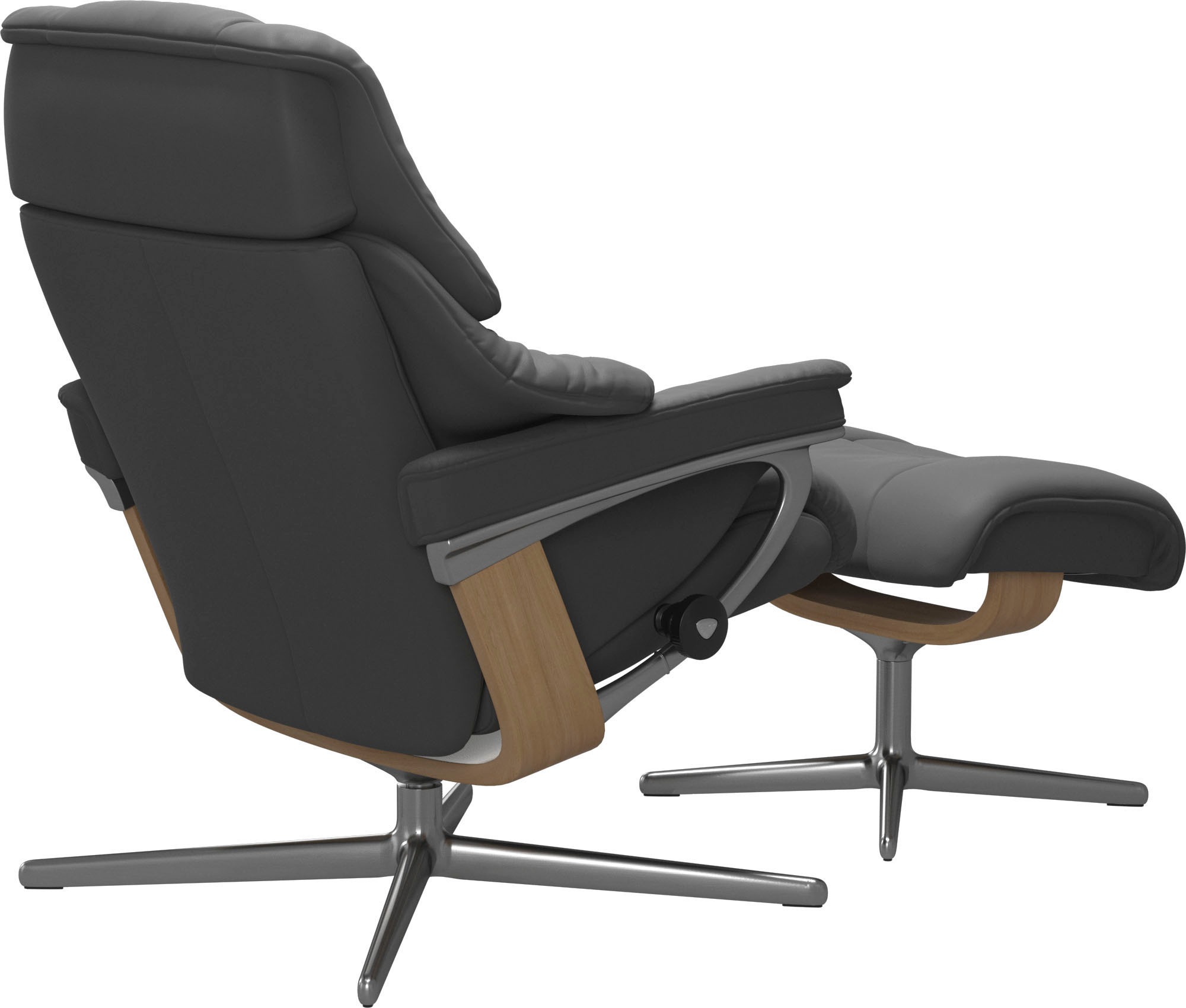 Stressless® Relaxsessel »Reno«, (Set, Relaxsessel mit Hocker), mit Hocker, mit Cross Base, Größe S, M & L, Holzakzent Eiche