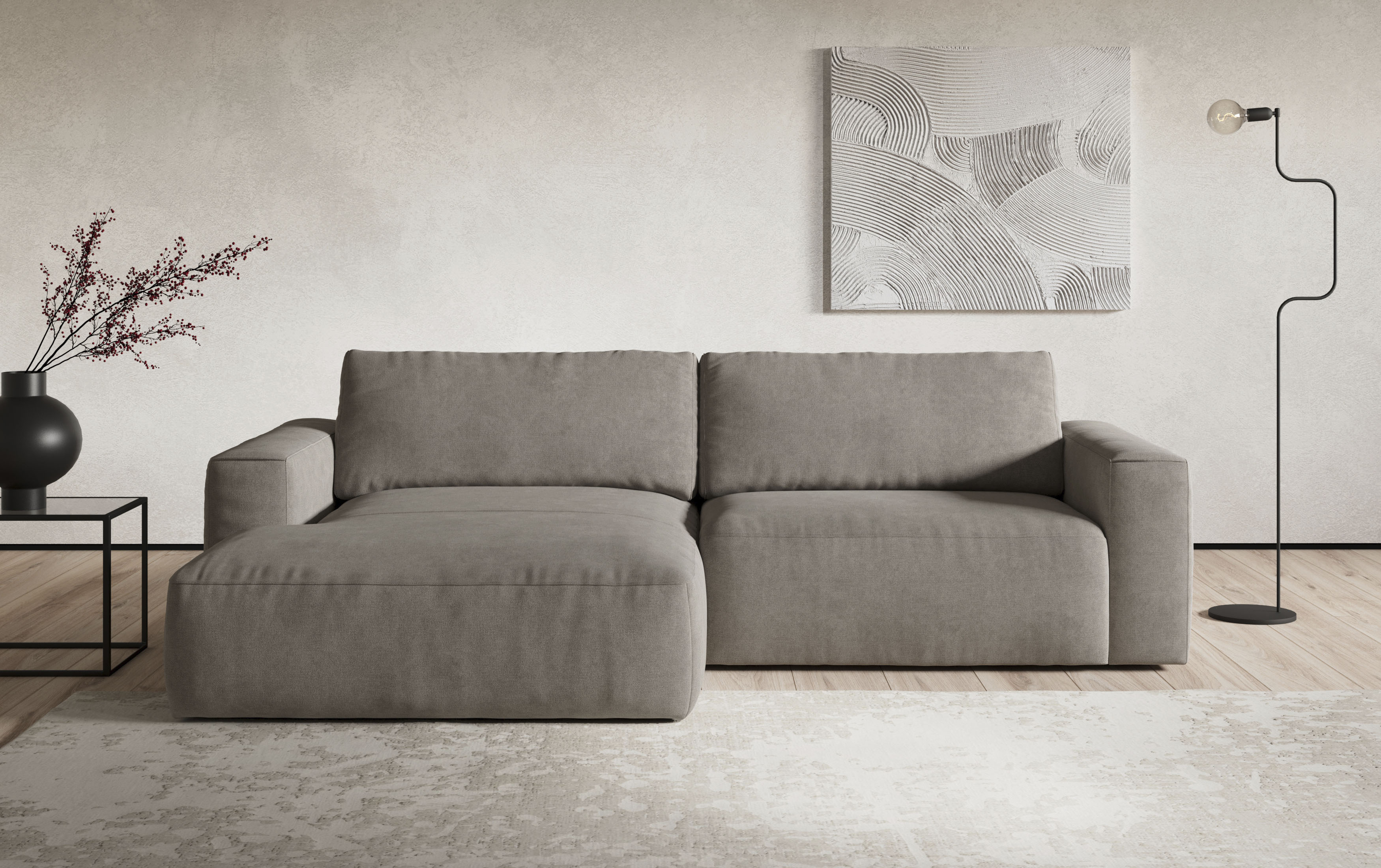 COTTA Ecksofa "Lasso L-Form, B: 288 cm, XL Sofa, Top Modern" XL Recamiere B:114 cm, bequeme Wellenunterfederung, viele Stoffe