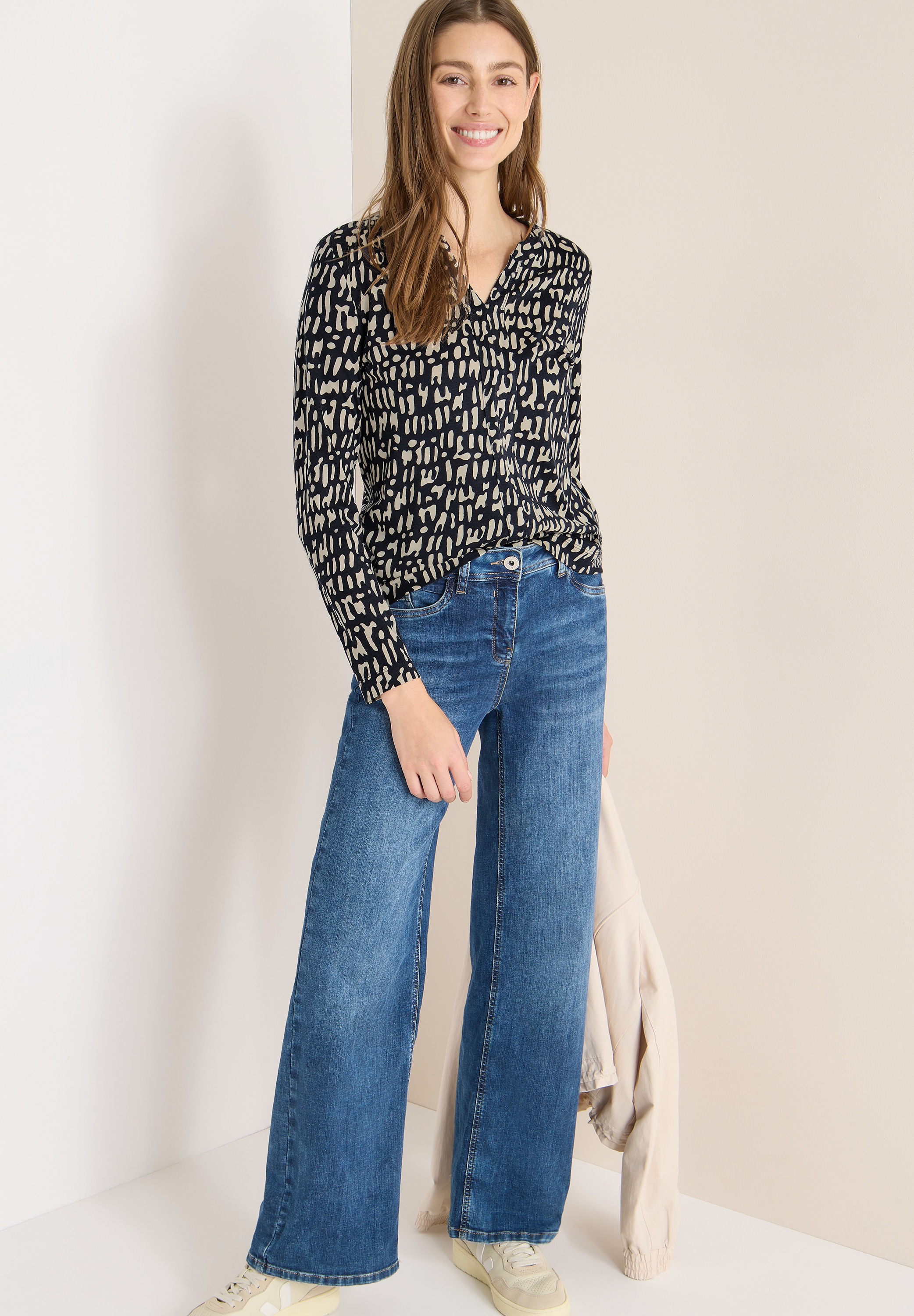 Cecil Langarmshirt mit grafischem Muster günstig online kaufen