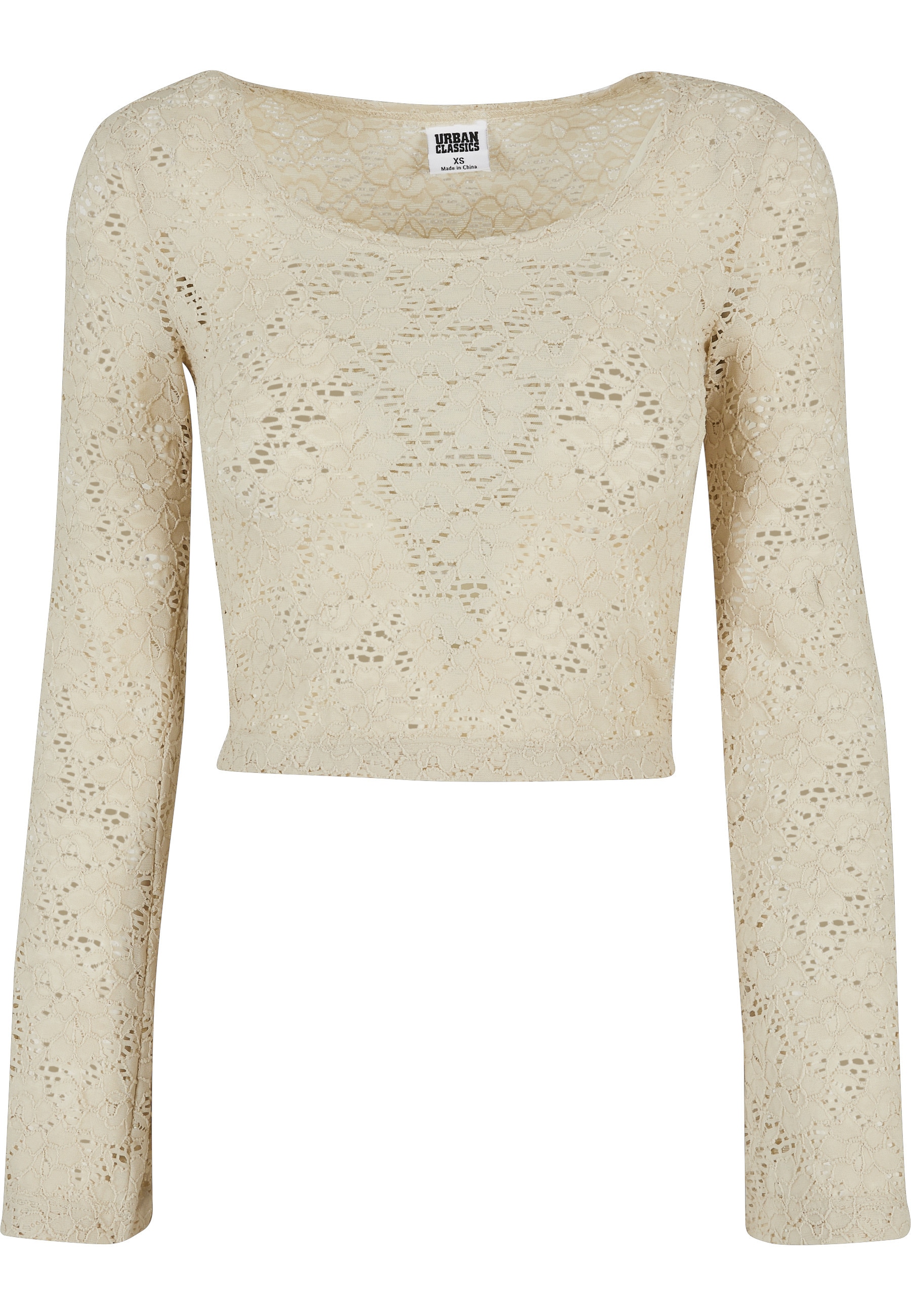 URBAN CLASSICS Longsleeve »Urban Classics Damen Ladies Cropped Lace Longsleeve« 1 Stk.