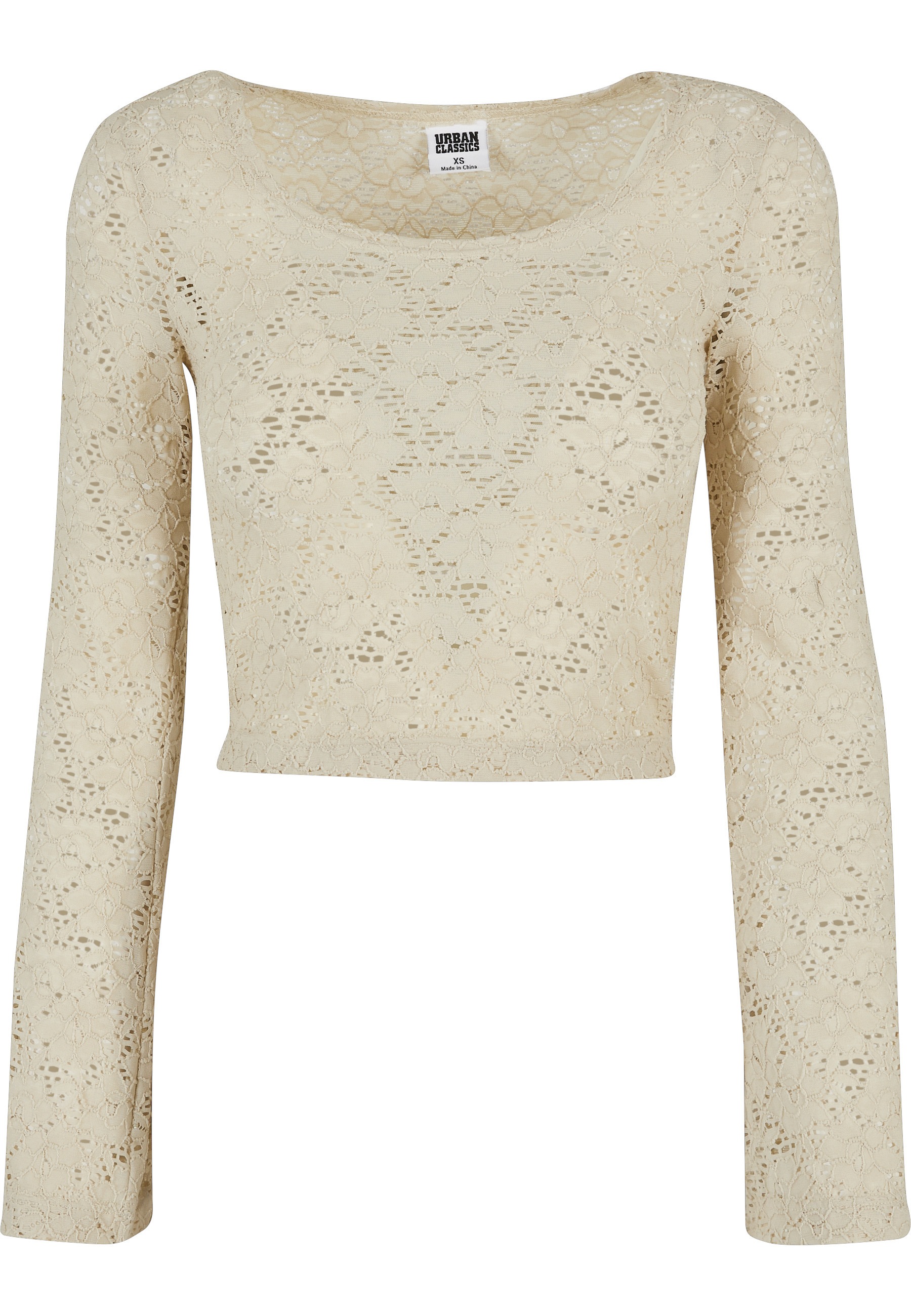 URBAN CLASSICS Langarmshirt "Urban Classics Damen Ladies Cropped Lace Longsleeve" 1 Stk.