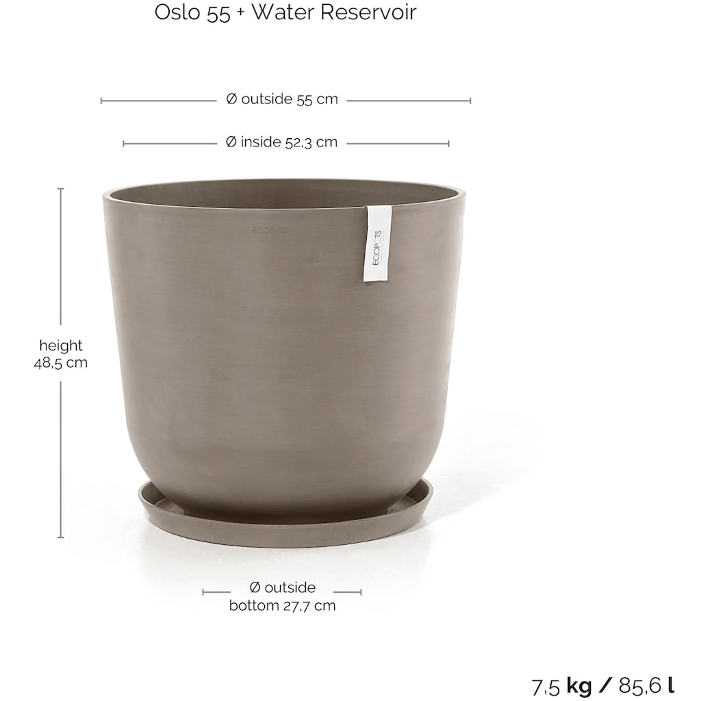 ECOPOTS Blumentopf »Oslo 55 + Wassersystem Taupe«