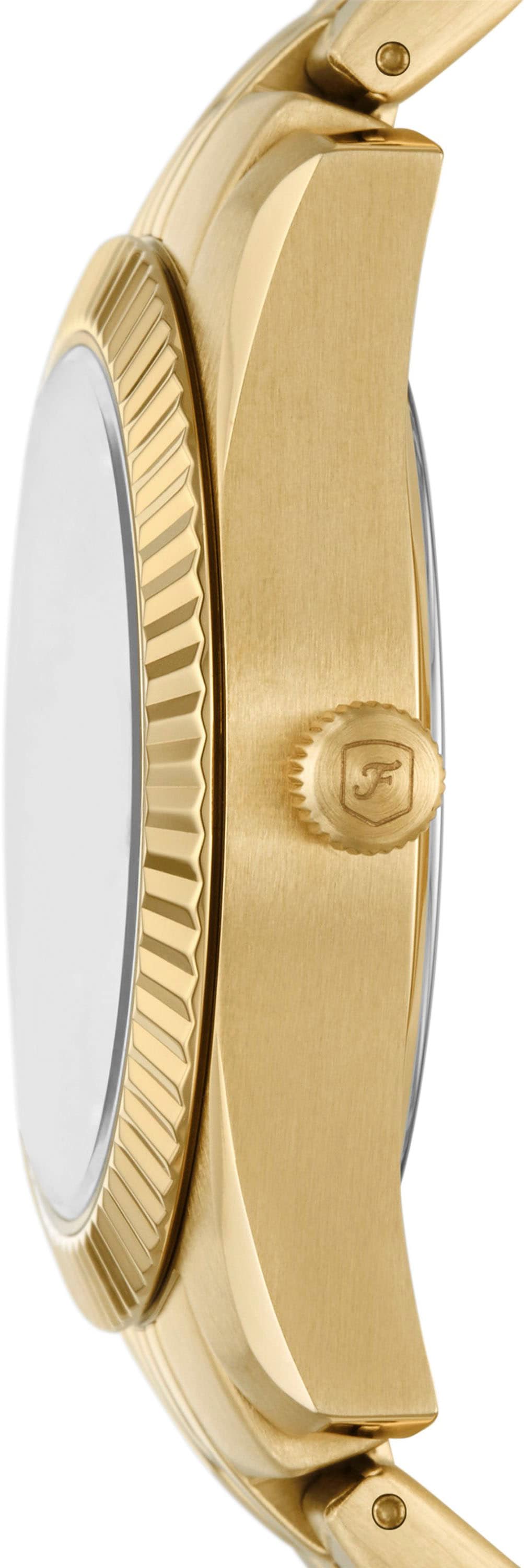 Fossil Quarzuhr »SCARLETTE MINI«, Armbanduhr, Damenuhr, Edelstahlarmband, analog, Tag, Glassteine