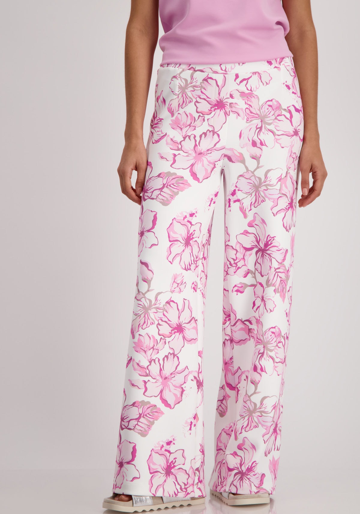 Monari Stoffhose, mit Blumendruck