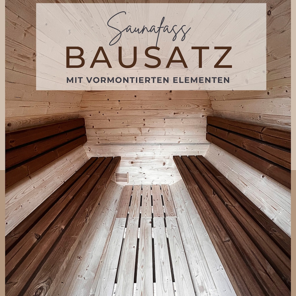 EDEN Holzmanufaktur Fasssauna »Bausatz, Teile vormontiert Thermoholz Remmers Lasur«, (Set)