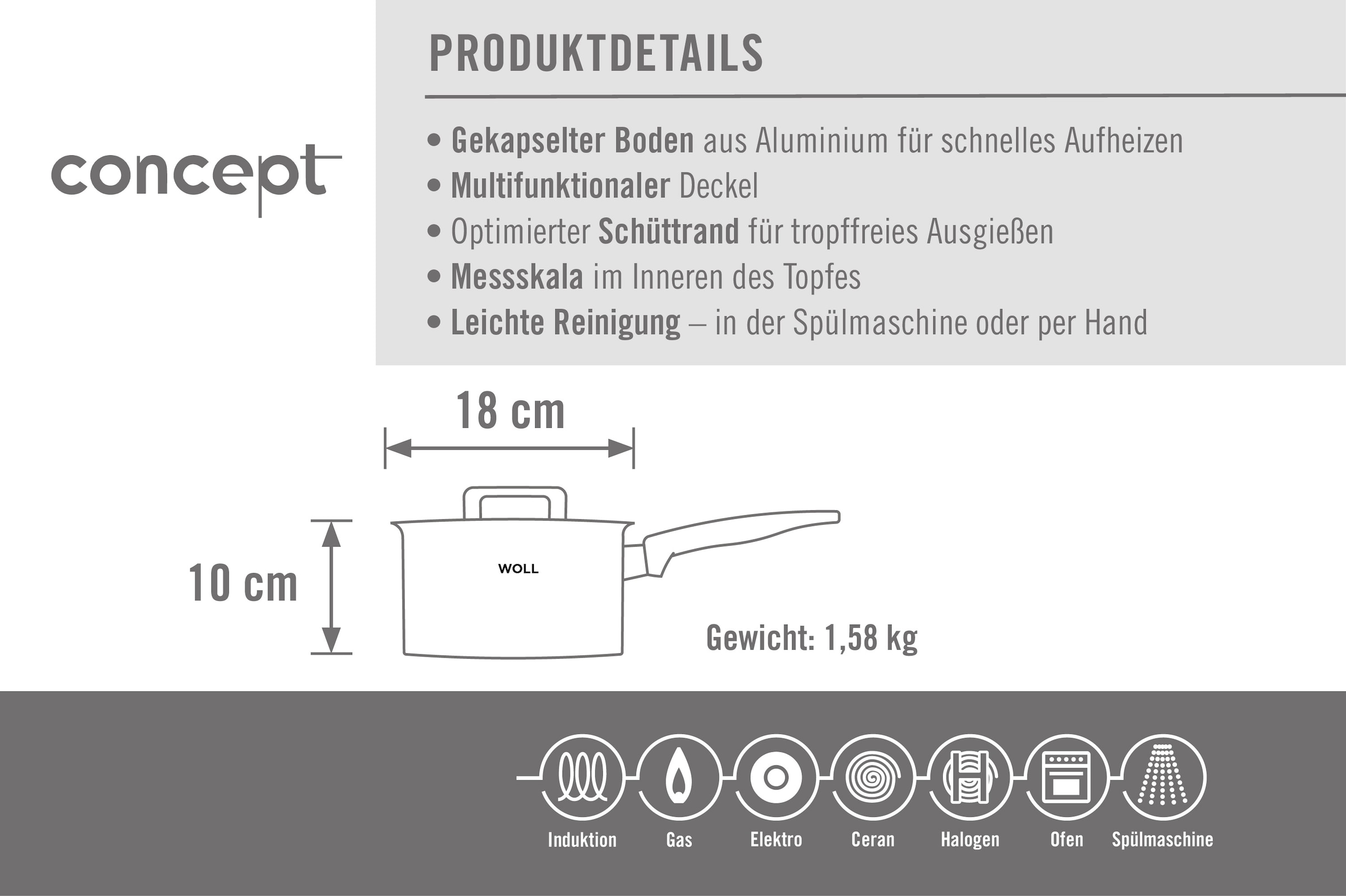 WOLL Kochtopf »Concept« 1 Stk. tlg. Edelstahl 18/10