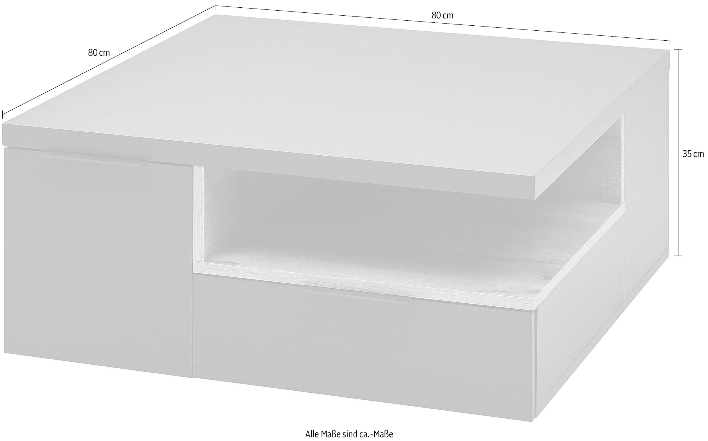 HBZ Couchtisch »Enna, TOPSELLER!«, (), 80x80 cm, Wohnzimmertisch mit Schubkästen, melaminbeschichtet