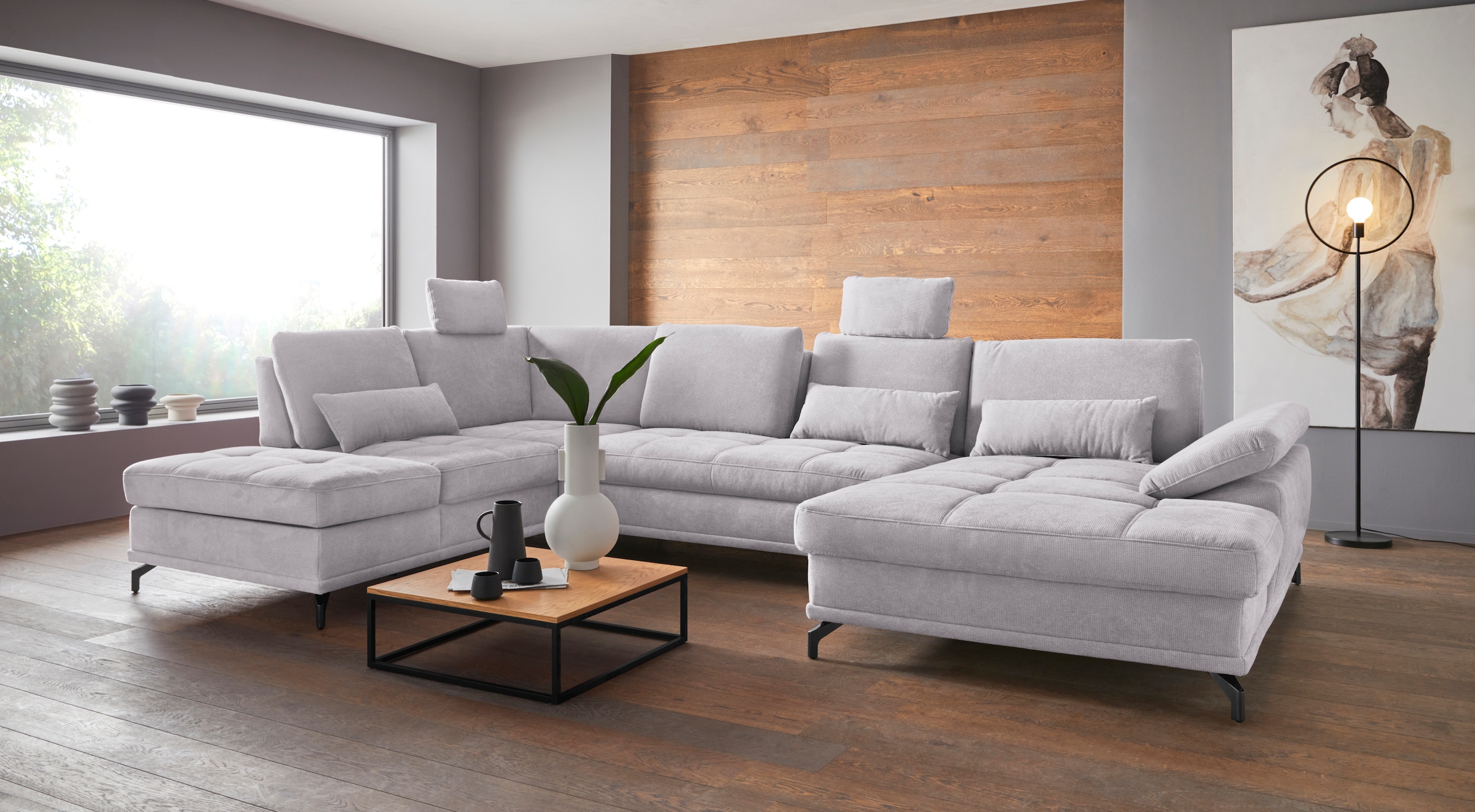 OTTO home Wohnlandschaft "Costello U-Form, B: 363 cm mit Sitztiefen- & Armteilverstellung" optional Schlaffunktion & Bettkasten