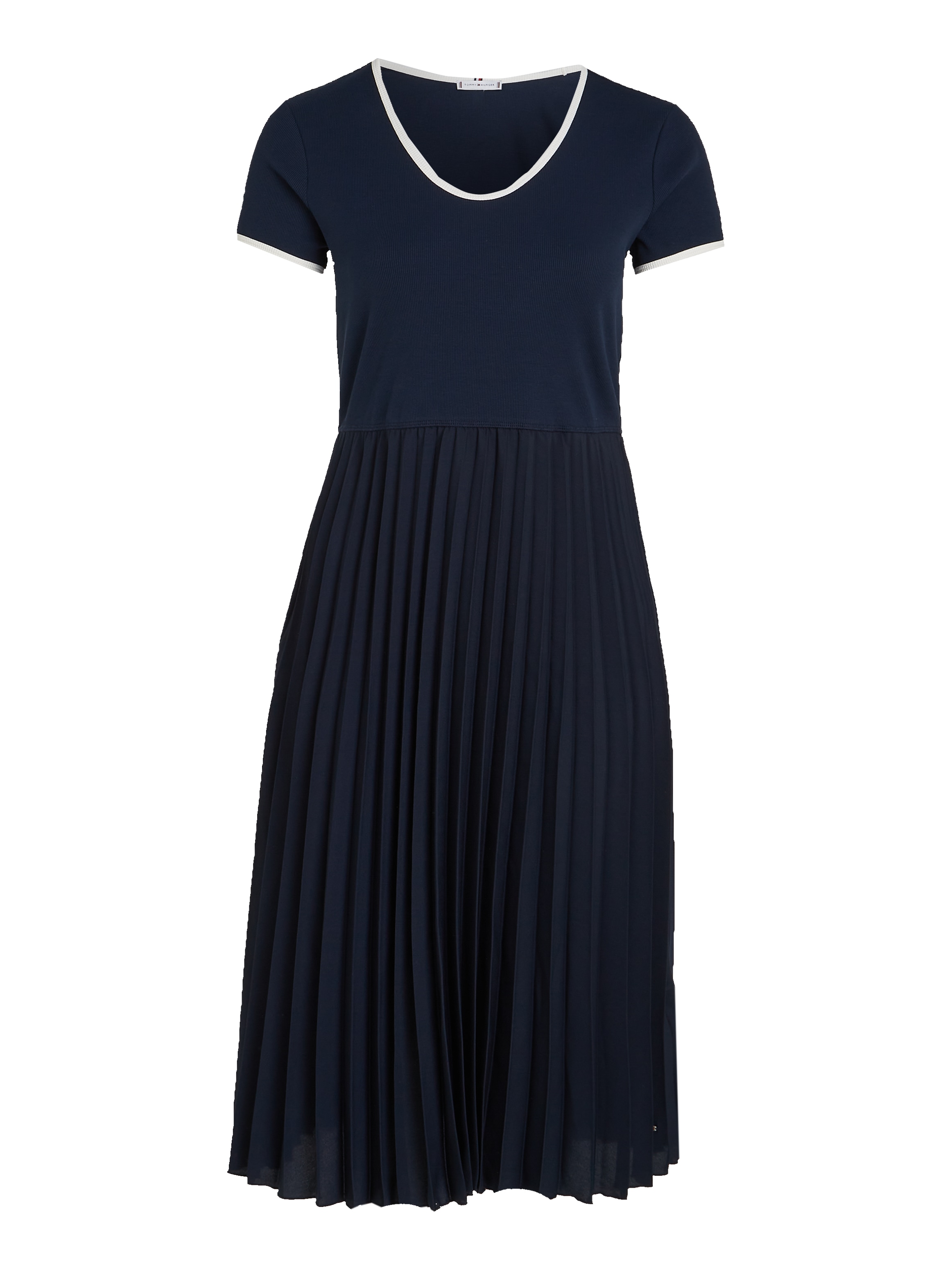 Tommy Hilfiger Curve Blusenkleid »CRV CONTRAST SOFT V-NK DRESS«, in Großen Größen, mit tiefem Rundausschnitt