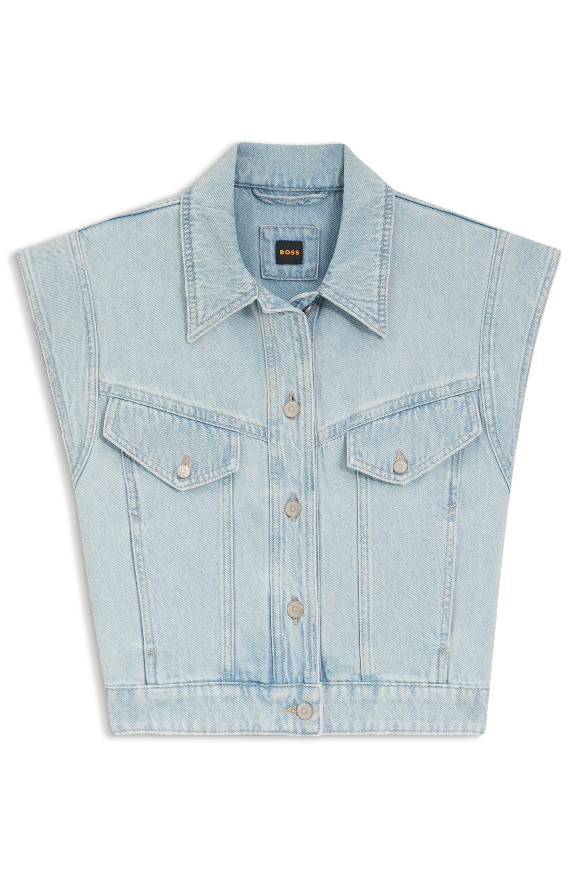 BOSS ORANGE Jeansweste »VEST 1.0 Premium Damenmode« Boxy Fit mit Vintage-Details