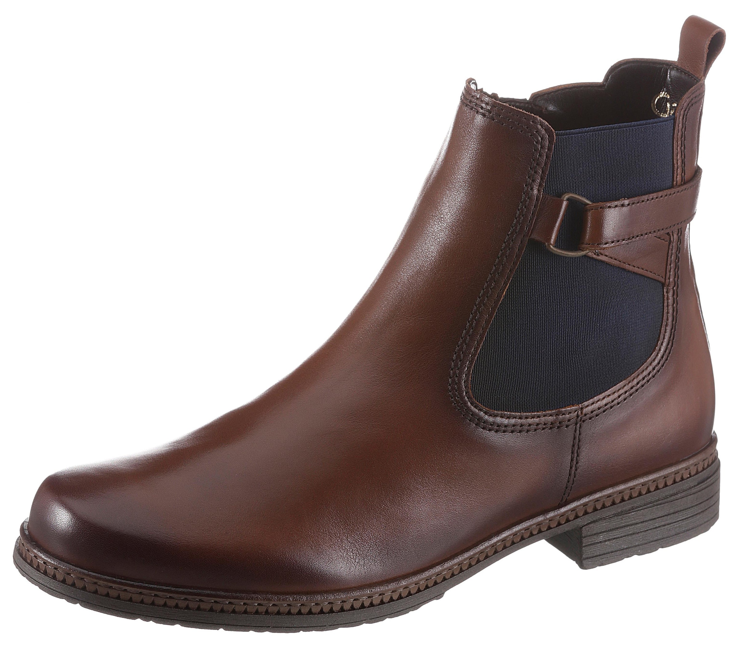 Chelseaboots, Blockabsatz, Stiefelette, Businessmode mit pinkem Stretcheinsatz