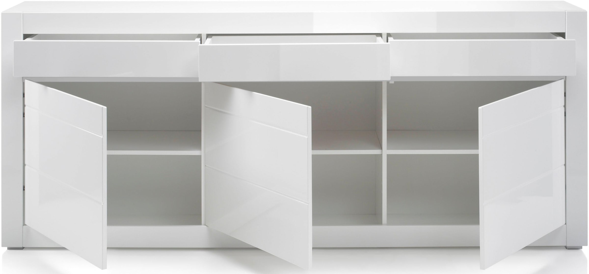 INOSIGN Sideboard »Carat«, Breite 217 cm, wird mit zwei Leisten angeliefert, 1 x grau, 1 x weiss