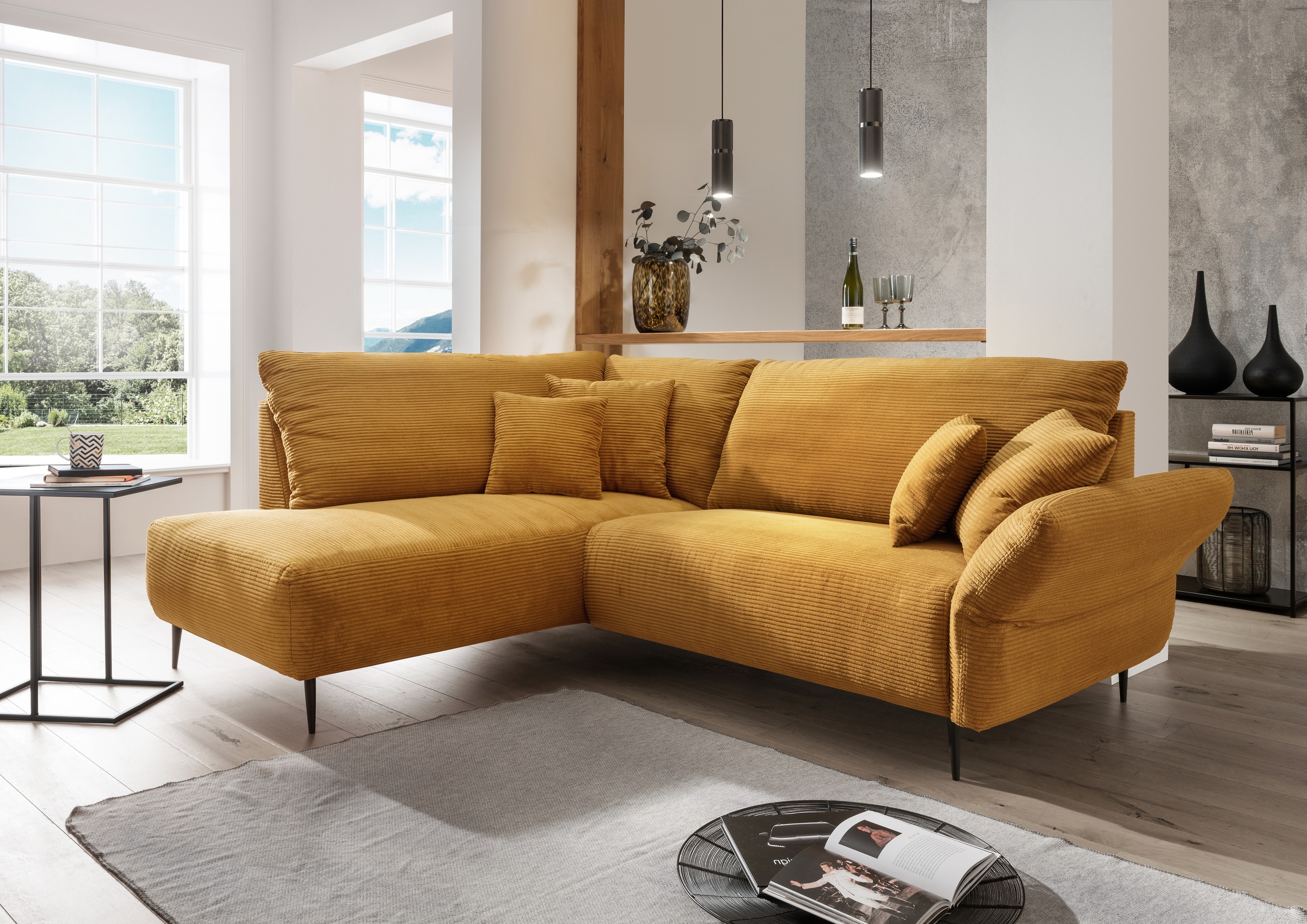 Home affaire Ecksofa "Vanilla modern& bequem, Breite 255cm, tolle Detailverarbeitung" verstellbare Armlehne für Wohlfühlkomfort