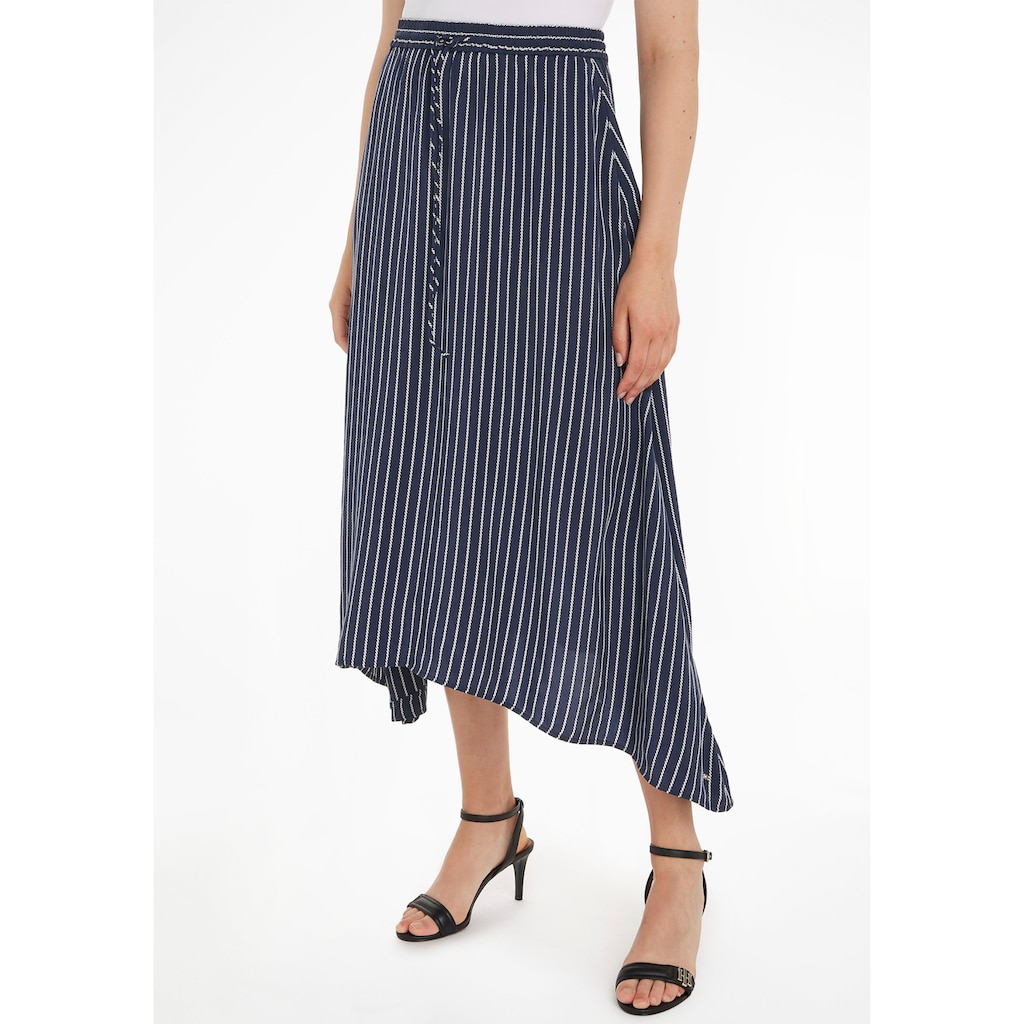 Tommy Hilfiger Midirock »CUPRO ROPE STP MIDI SKIRT«