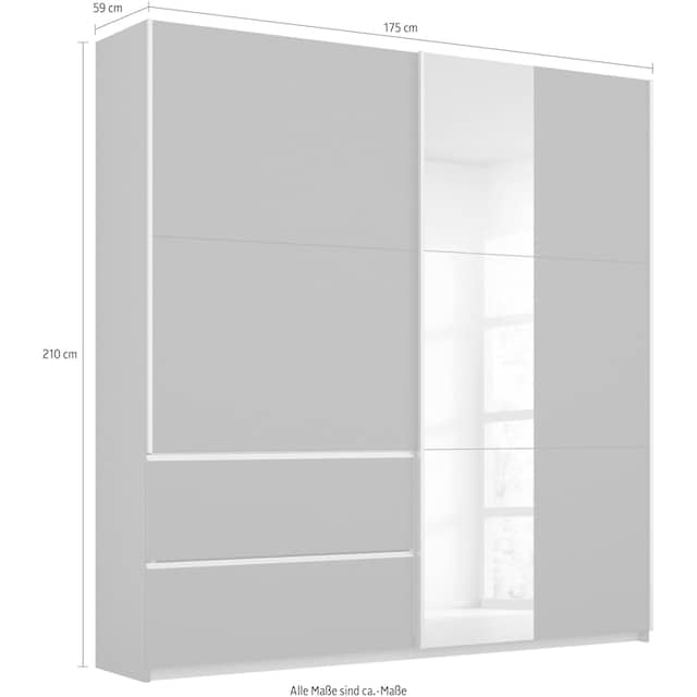 rauch Schwebetürenschrank »Sevilla«, mit Spiegel, Griffleisten wahlweise in  alufarben oder in graumetallic | BAUR