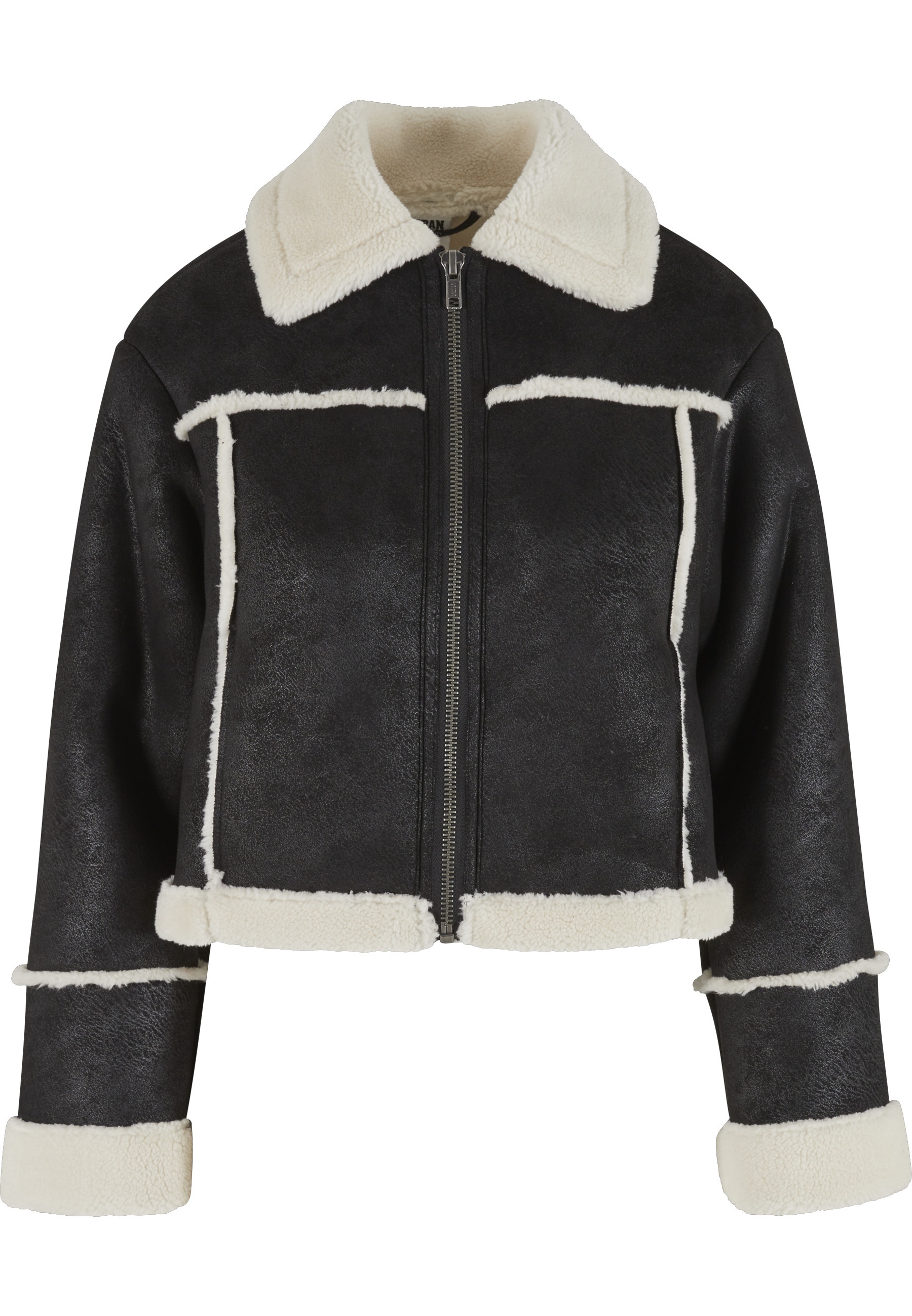 URBAN CLASSICS Winterjacke "Urban Classics Ladies Shearling Jacket" 1 Stk. tlg. mit Kapuze