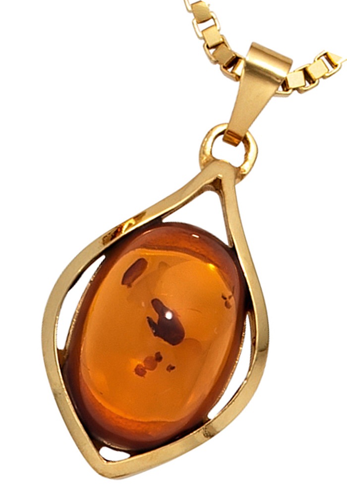 JOBO Kettenanhänger »Anhänger mit Bernstein«, 375 Gold