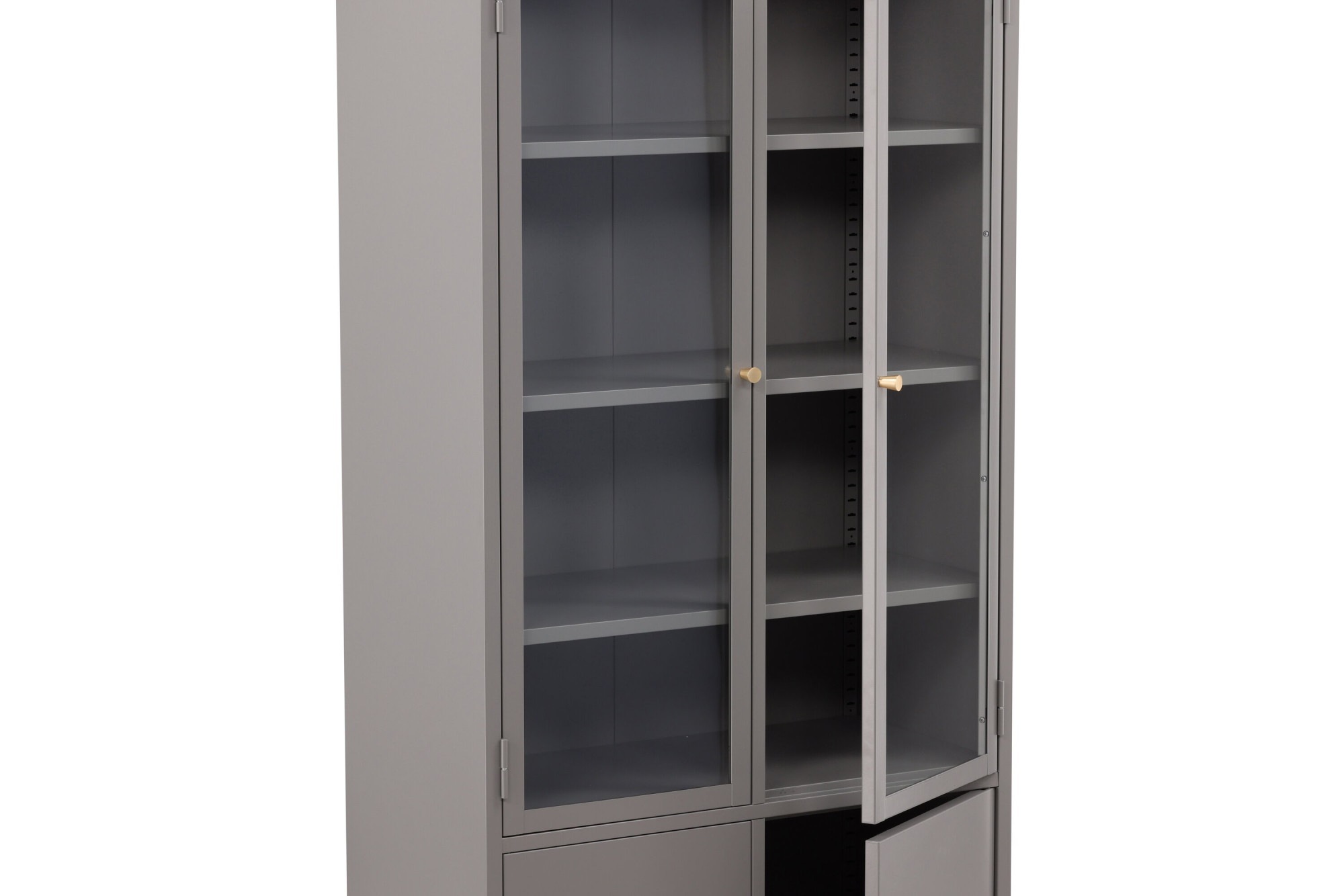 Venture Home Vitrine »Bakal, hoher Stauraumschrank aus Stahl, 4 Türen, Höhe 190 cm« Hochschrank, Pulverbeschichtung, Glastüren, Einlegeböden, kultiviert
