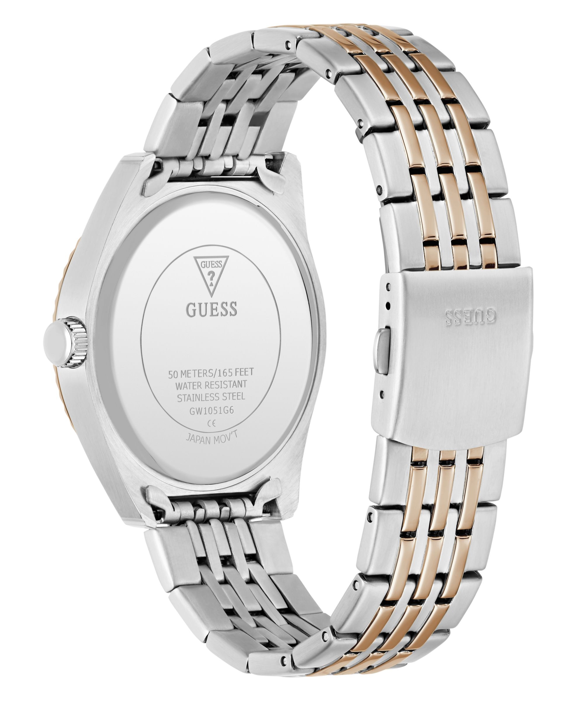 Guess Multifunktionsuhr »CAMDEN« Quarzuhr, Armbanduhr, Herrenuhr, Edelstahlarmband, analog, Wochentag