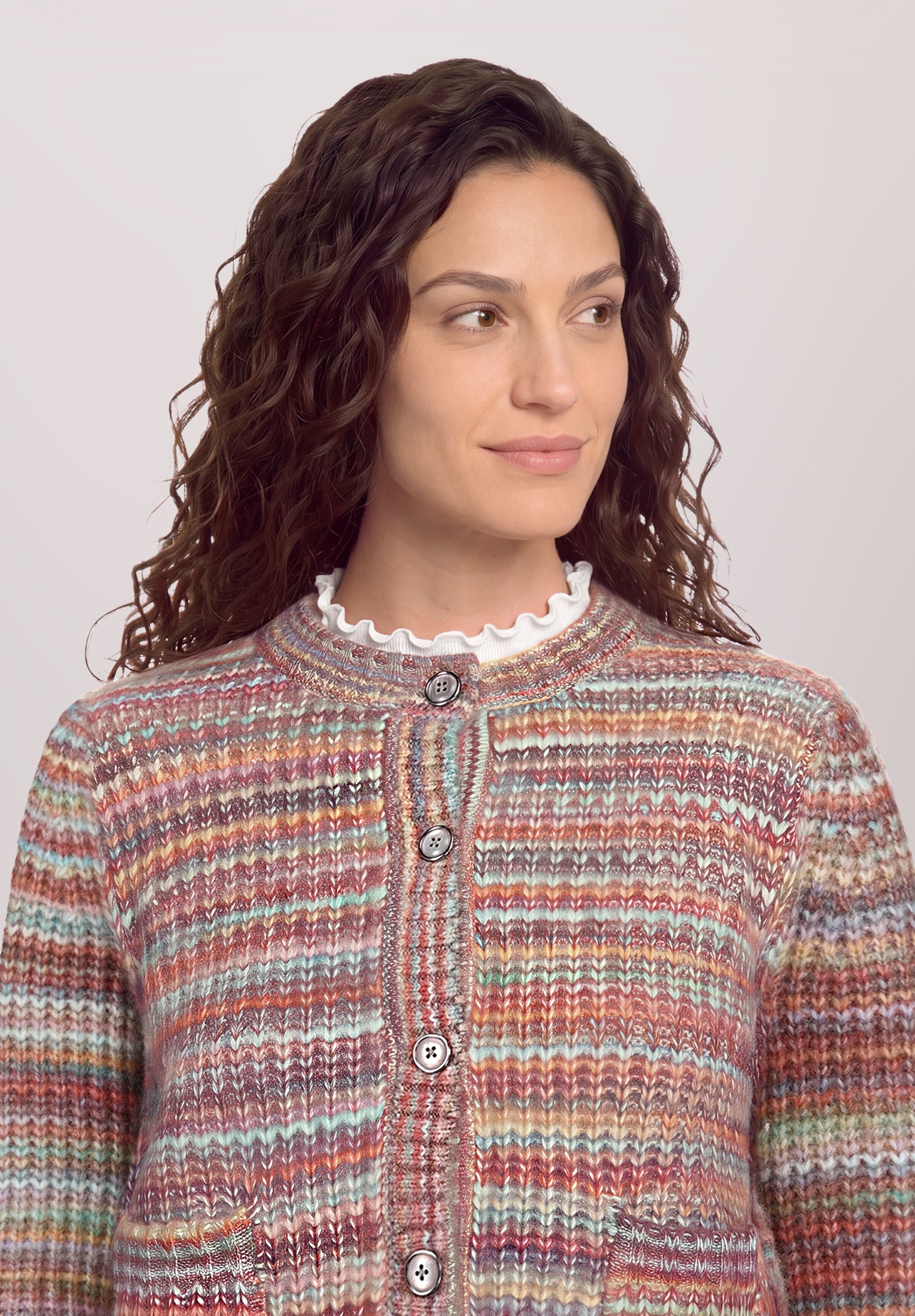 Cartoon Strickjacke »Damen mit Rundhalsausschnitt« 1