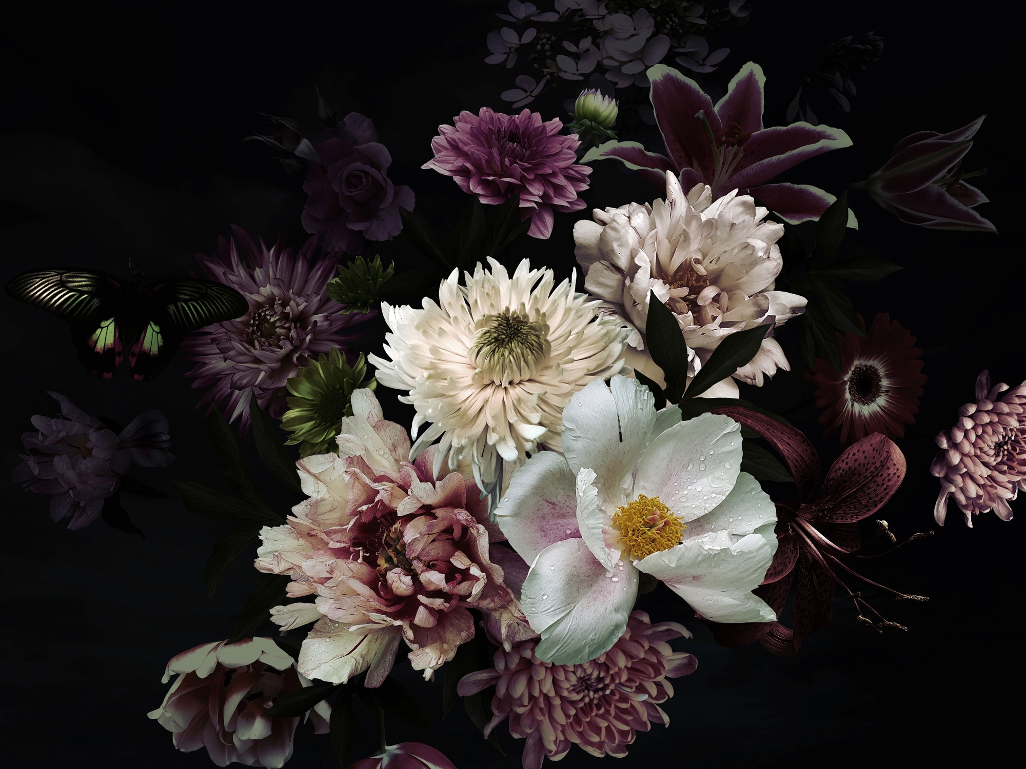 Papermoon "BLUMEN ABSTRAKT-MUSTER DESIGN ROSEN BLUMEN DECOR RETRO"
