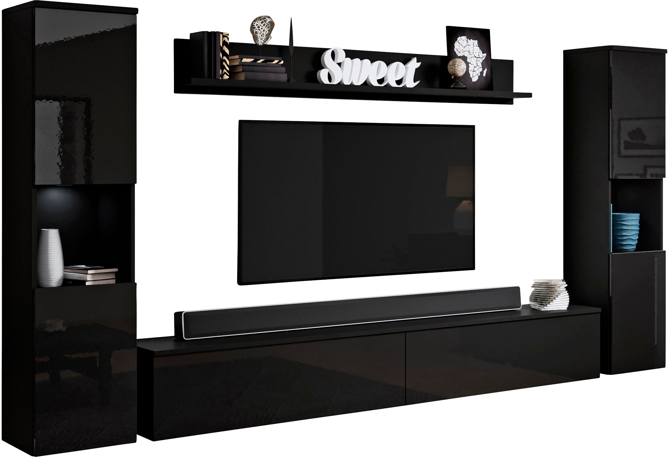 OTTO home Wohnwand "PARIS, Vitrine Türanschlag links/rechts wechselbar" Kom günstig online kaufen