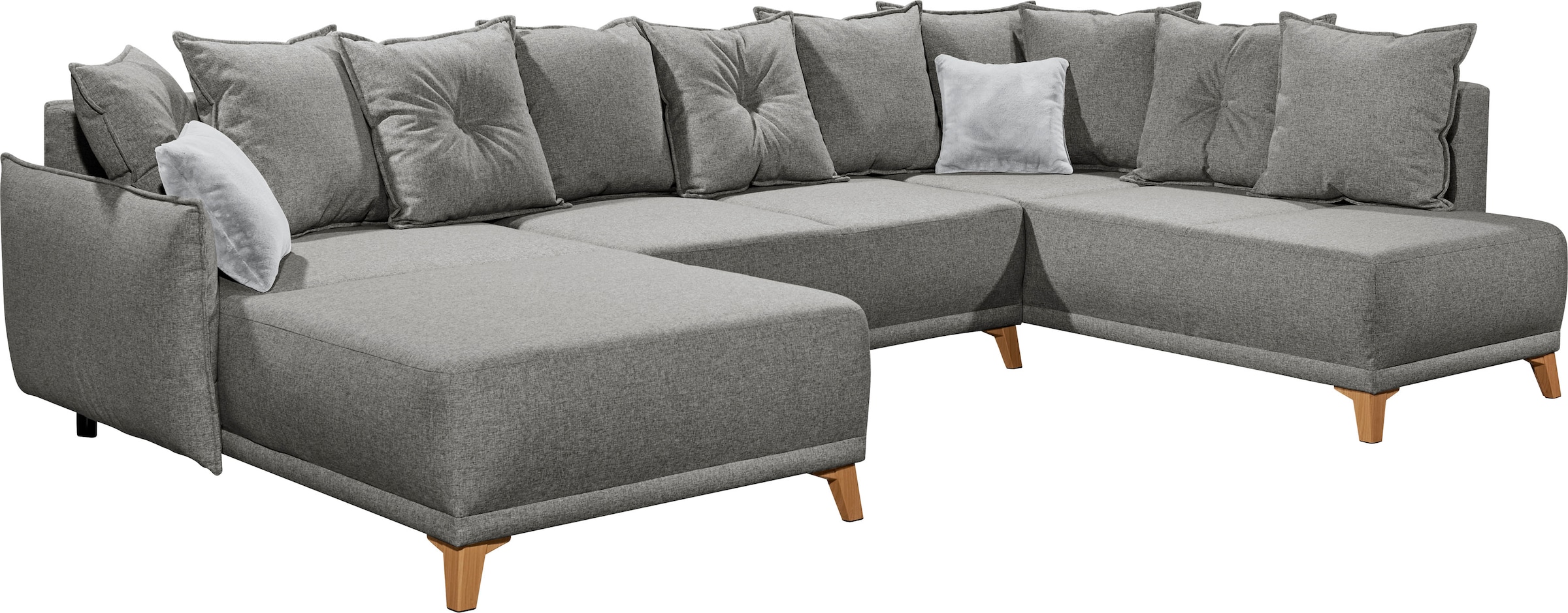 ED EXCITING DESIGN Wohnlandschaft »Pamplona U-Form«, mit Bettfunktion, Bettkasten, Rücken- und Zierkissen, frei im Raum