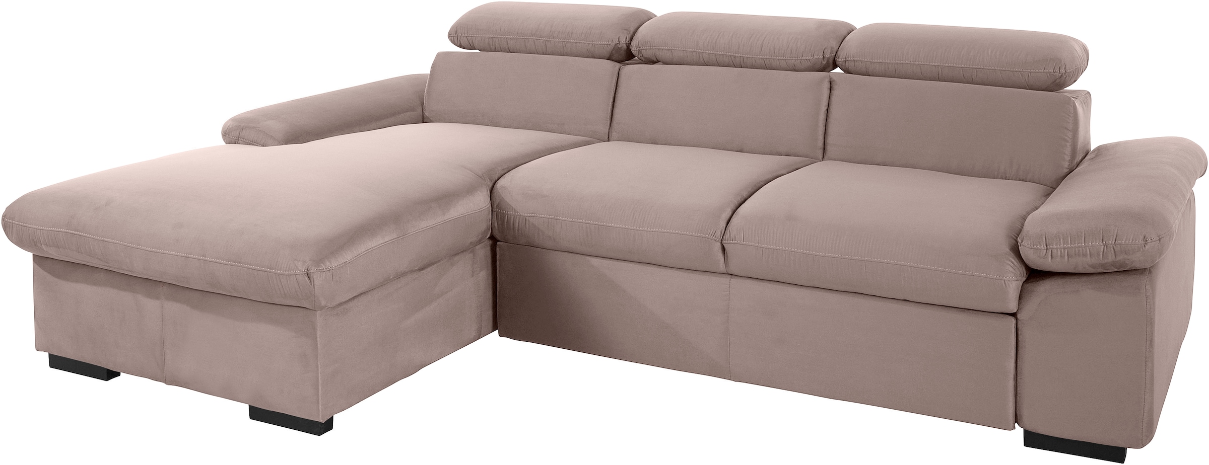 COTTA Ecksofa »Lola L-Form mit Kopfteilfunktion & Hocker«, (Set, mit Hocker), wahlweise mit Bettfunktion, Bettkasten & Armteilverstellung