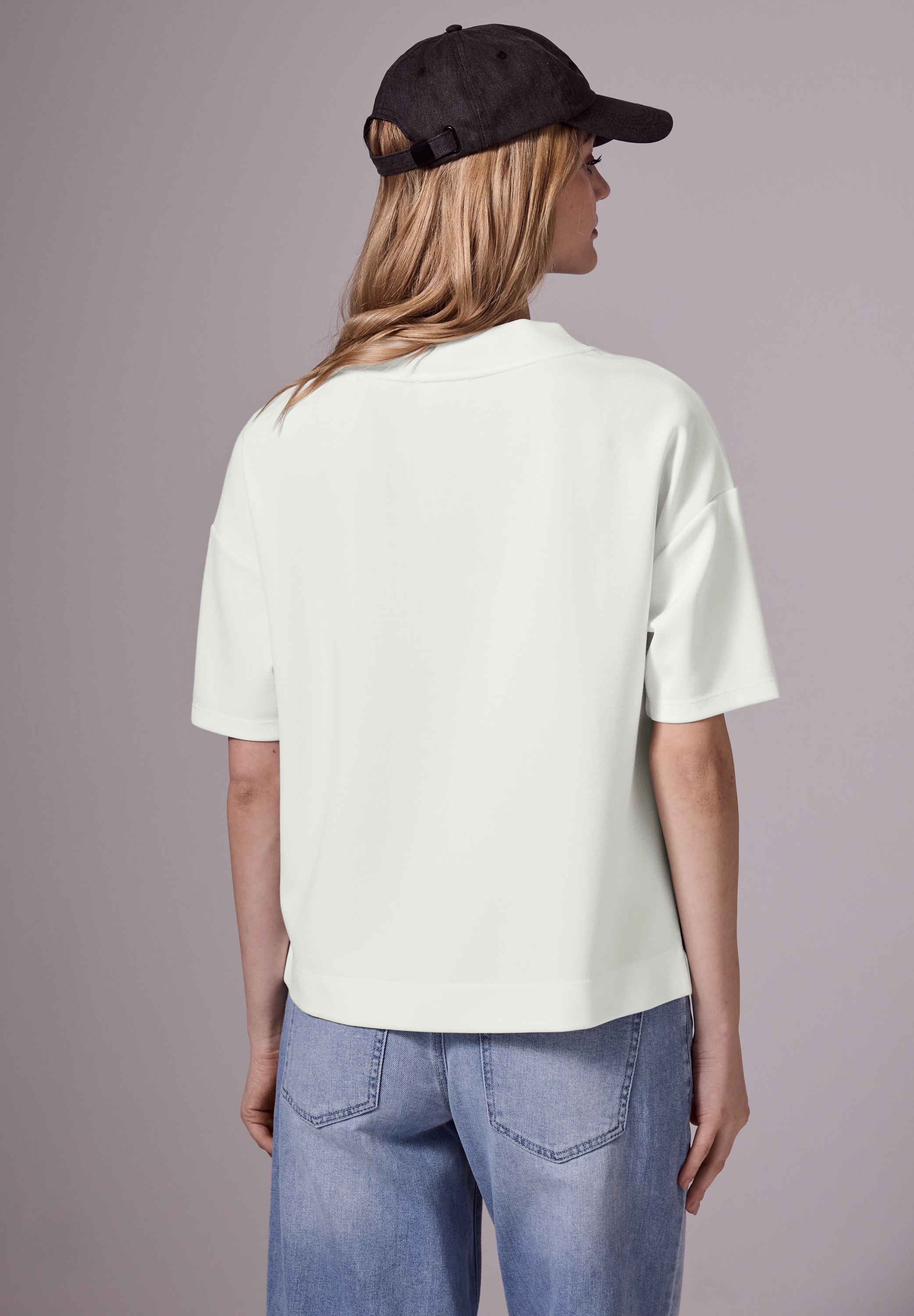 STREET ONE STUDIO T-Shirt, mit Tunnelzugband am Kragen