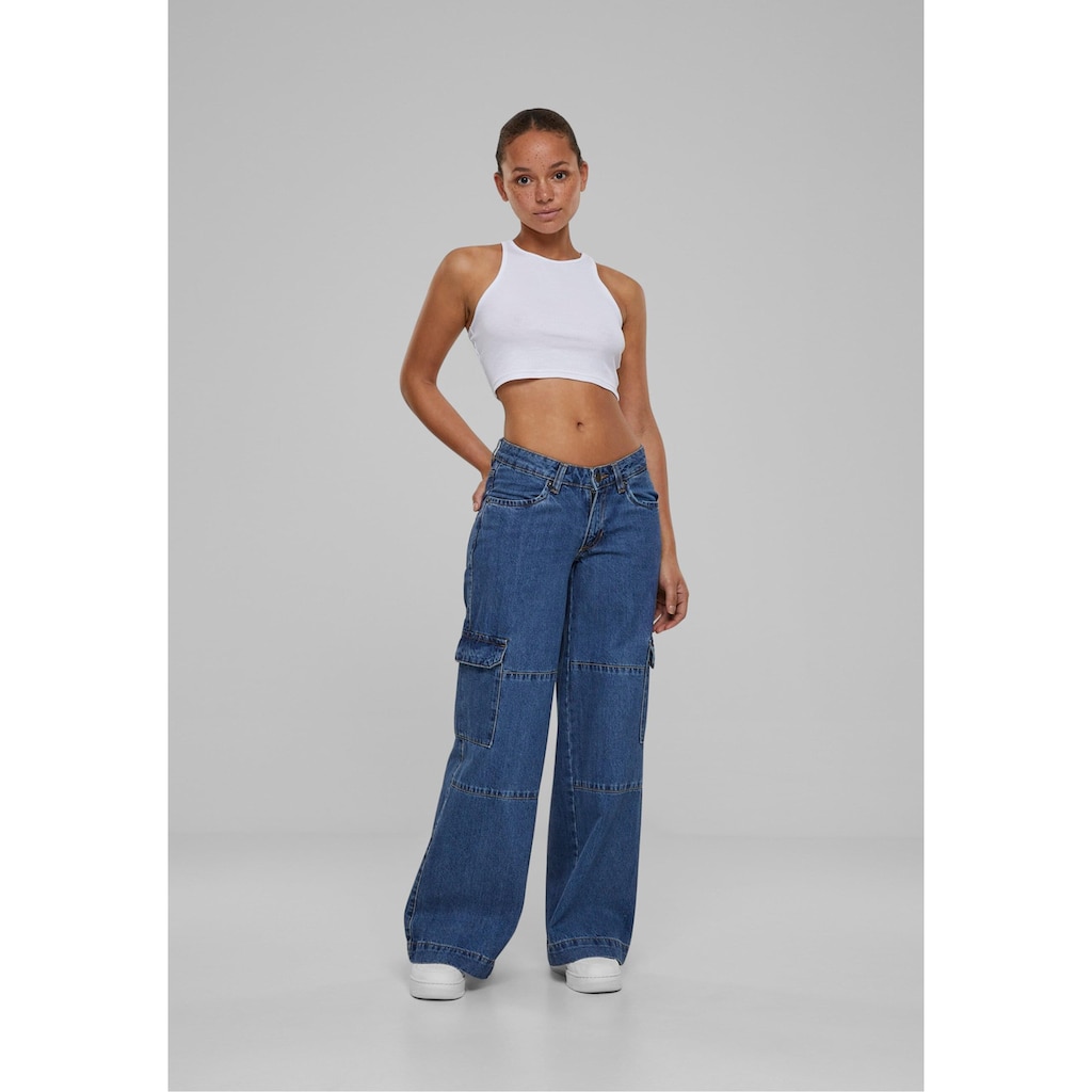 URBAN CLASSICS Bequeme Jeans »Urban Classics Damen Ladies Low Waist Cargo Denim«