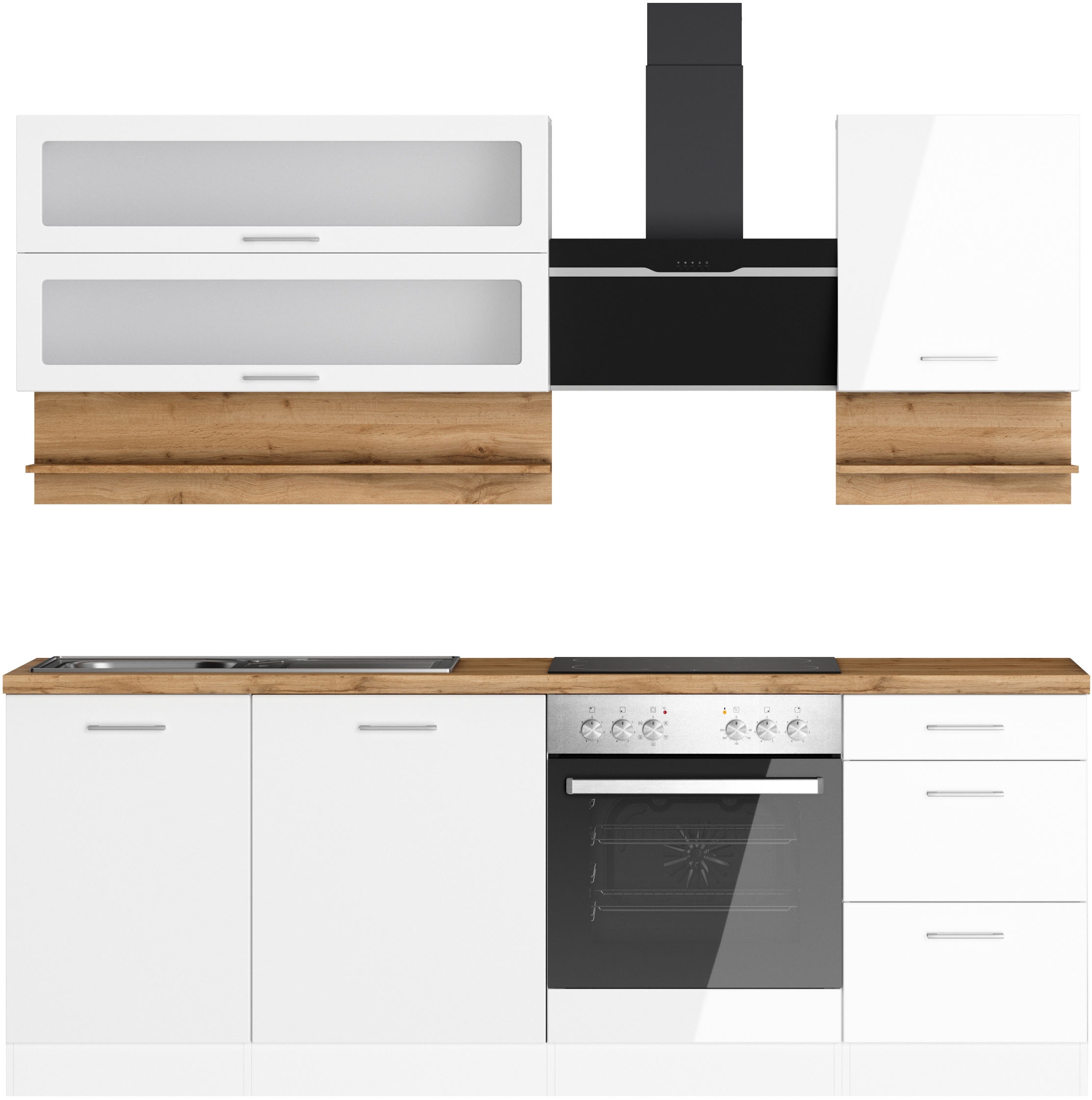 KOCHSTATION Küchenzeile "KS-Milan", 220 cm breit, robuste Metallauszüge, vi günstig online kaufen