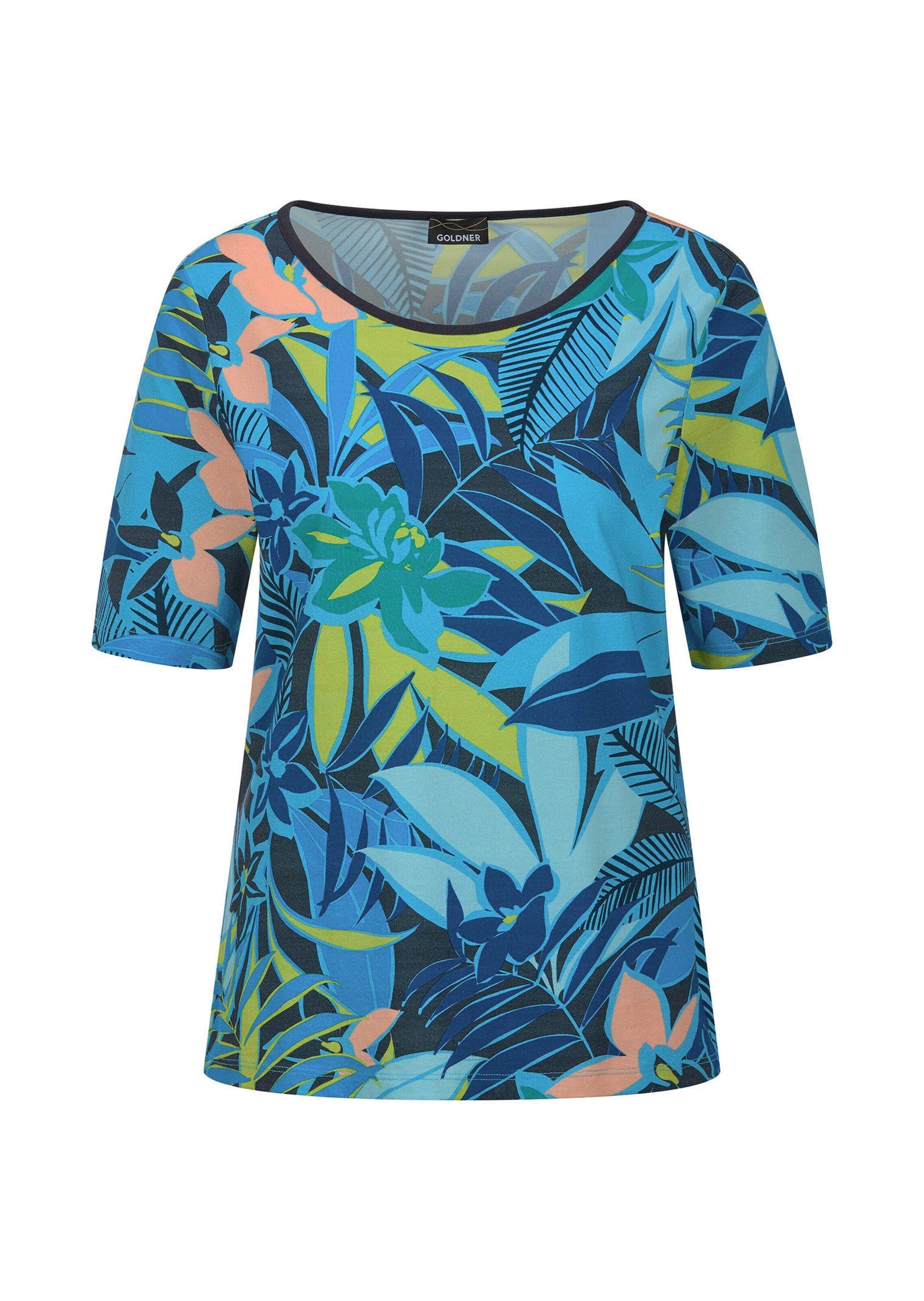 GOLDNER "Kurzgröße Druckshirt mit floralem Print" stretchbequemer Viskosejersey