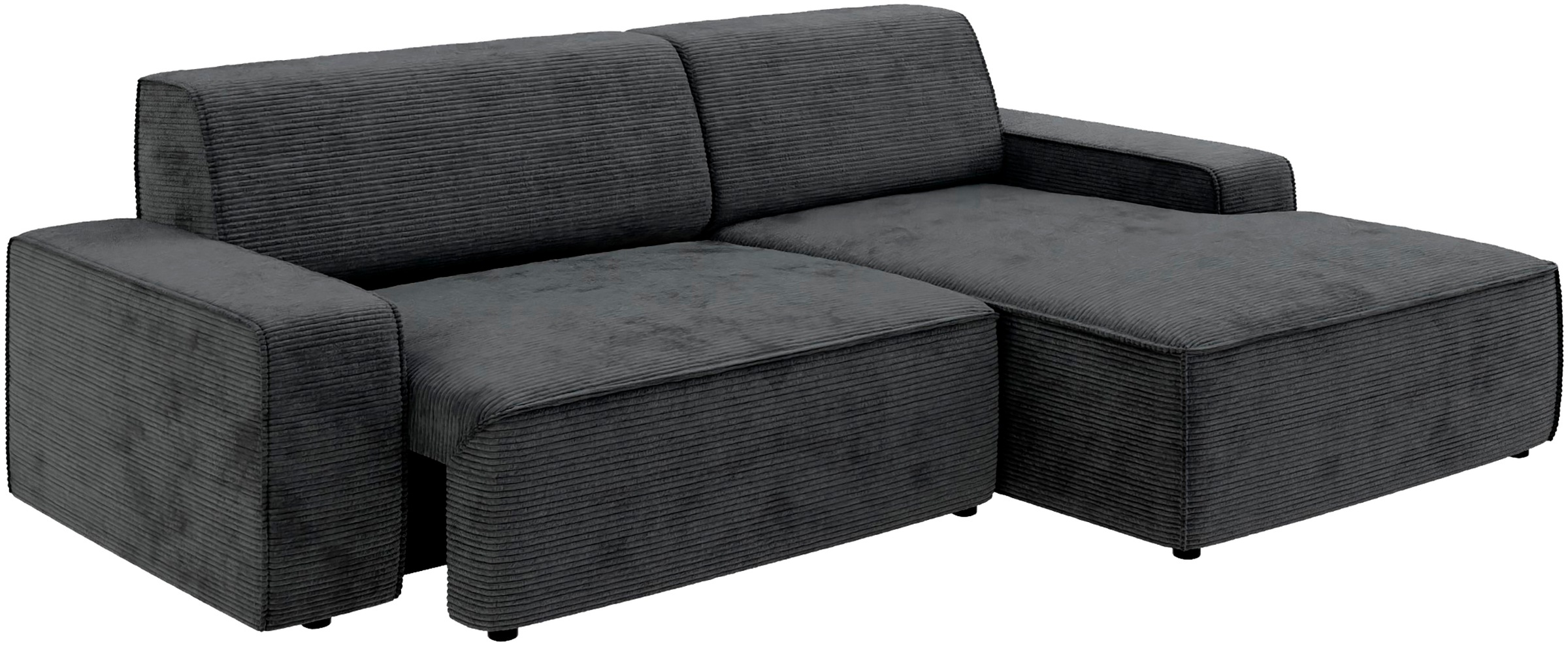 TRENDMANUFAKTUR Ecksofa »Graz, wahlweise mit Sitzvorschub und Bettkasten, L-Form, Breite 246 cm«, in Cord-, haustierfreundlichem LEO Struktur- oder LUMOS-3D-Bezug