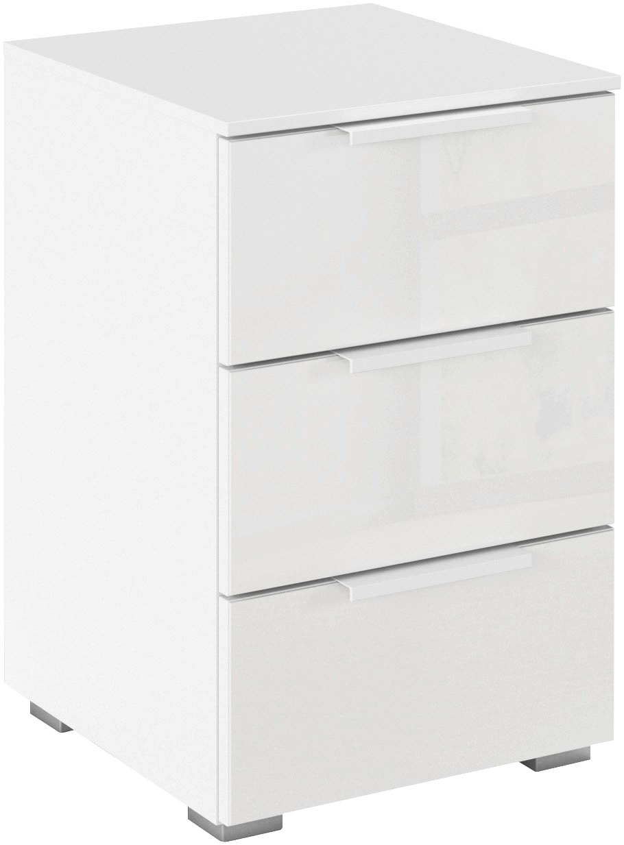 rauch Nachtkommode "Nachttisch Nachtkonsole Nachtschrank KOLUNA mit Glasfront" Breite 40 cm mit hochwertiger Glasfront, mit 3 geräumigen Schubladen für viel Stauraum MADE IN GERMANY