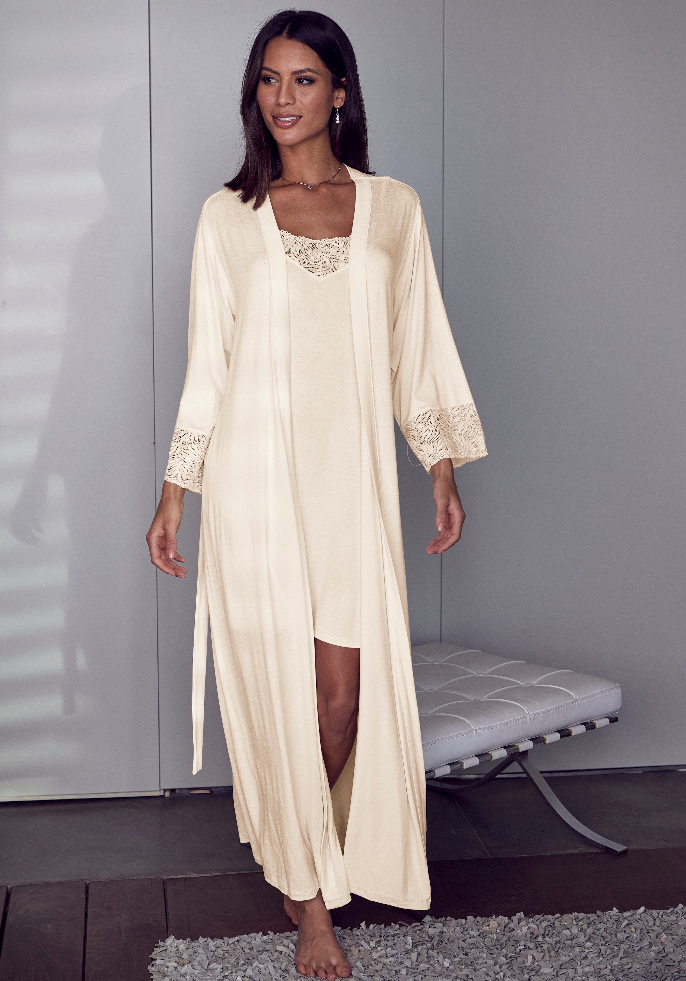 LASCANA Kimono 1-teilig, mit edlen Spitzendetails günstig online kaufen