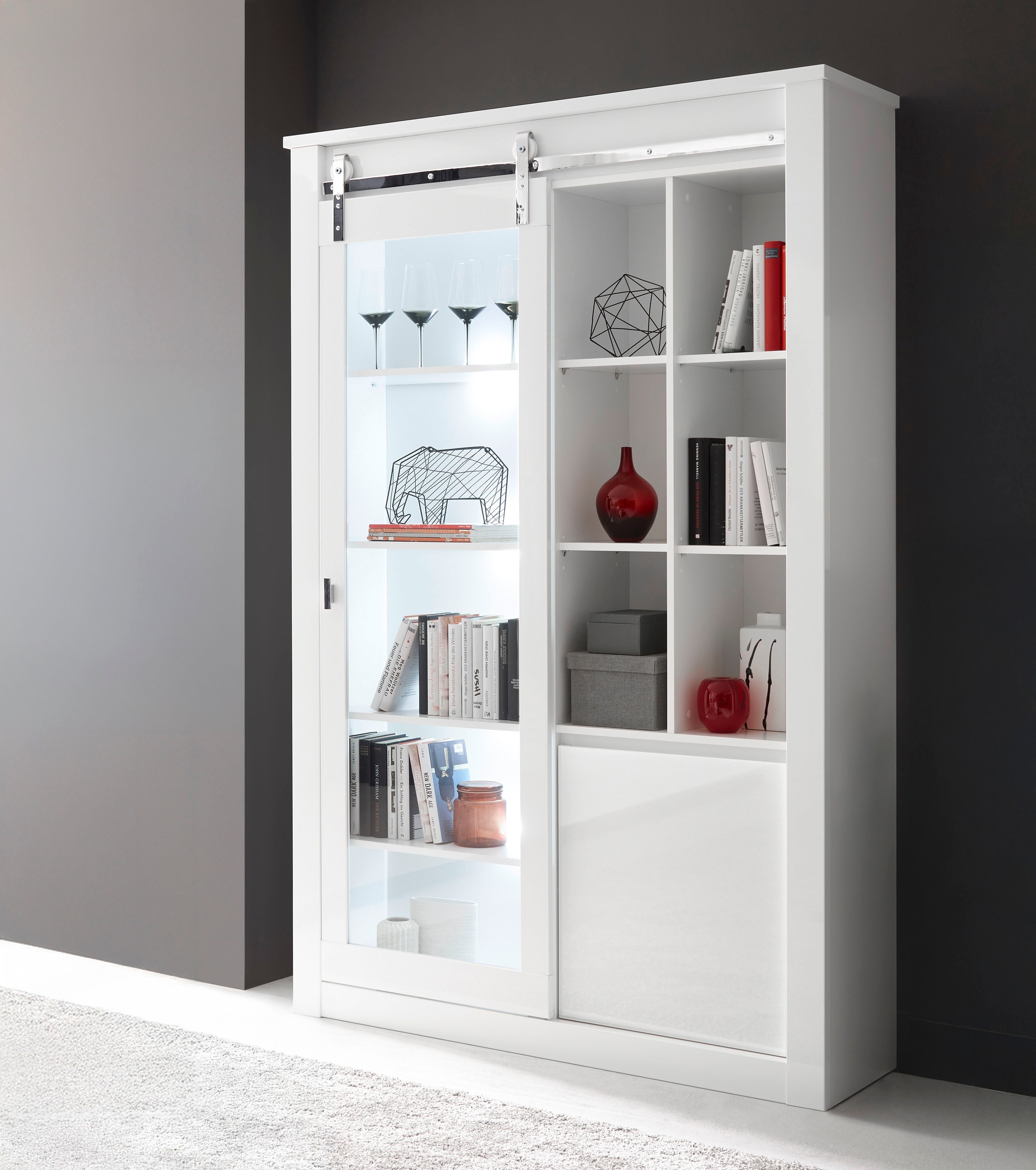 Home affaire Vitrine "Daytona, moderner Hochschrank, Glasvitrine in Weiß Ho günstig online kaufen