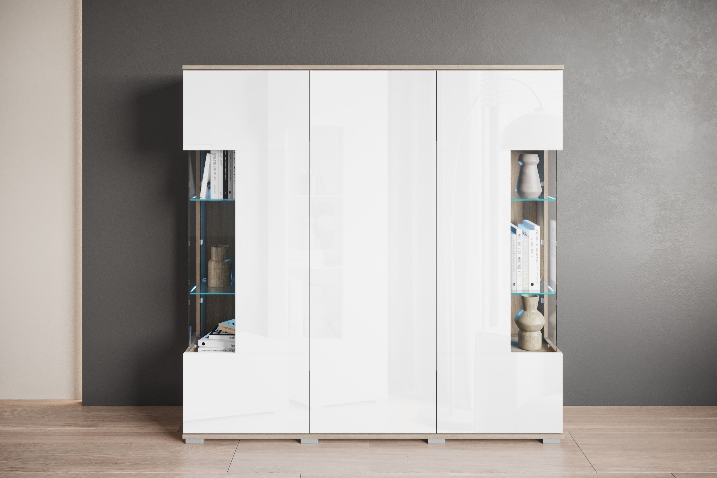 INOSIGN Highboard "Kenia", (1 St.), Modernes Highboard, mit Glastüren, Brei günstig online kaufen