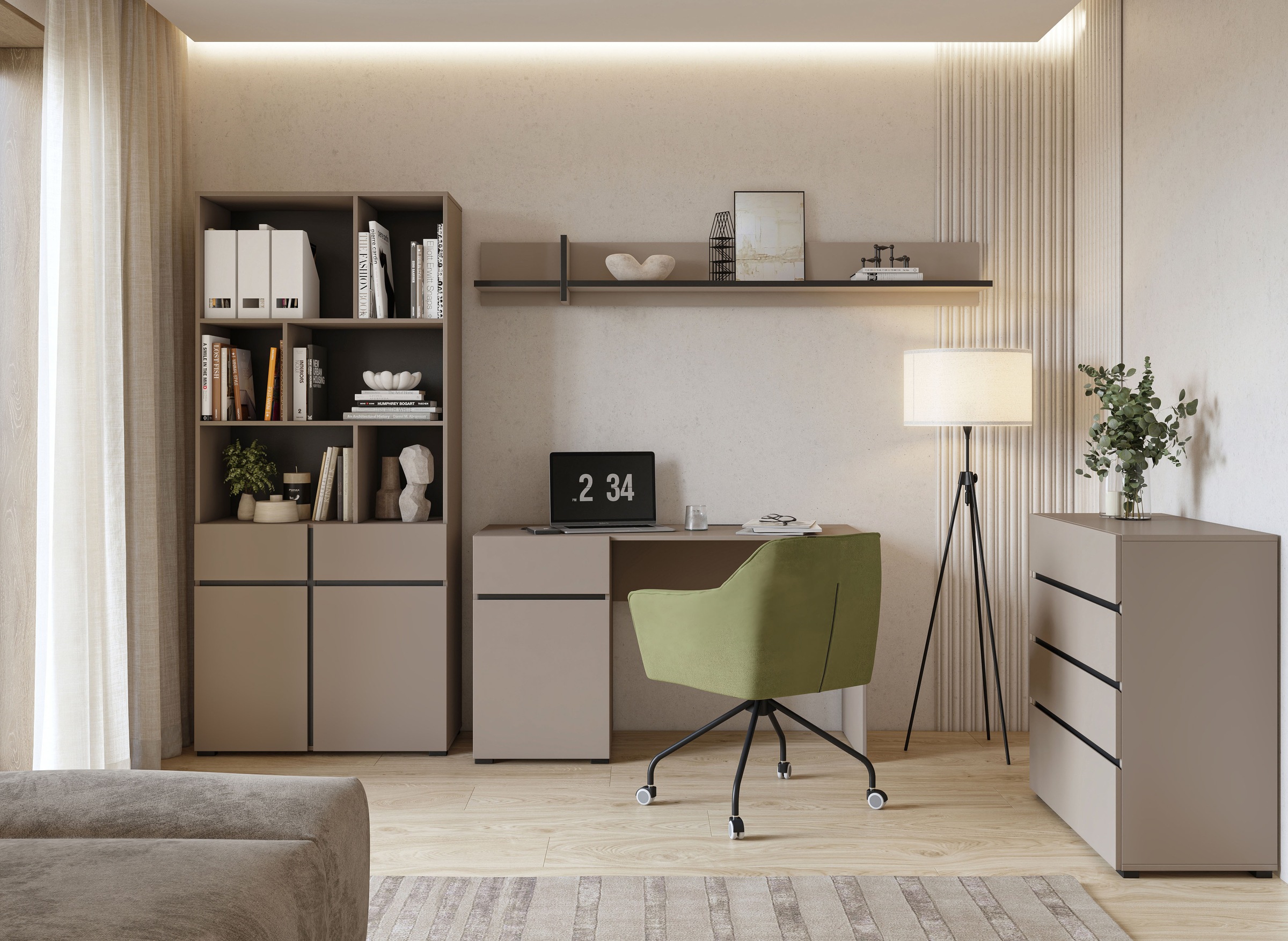OTTO home Schreibtisch »Cross, Breite 130 cm, praktischer Computertisch« Bürotisch mit 1 Schublade und Tür, Tischplatte mit Kabeldurchführung