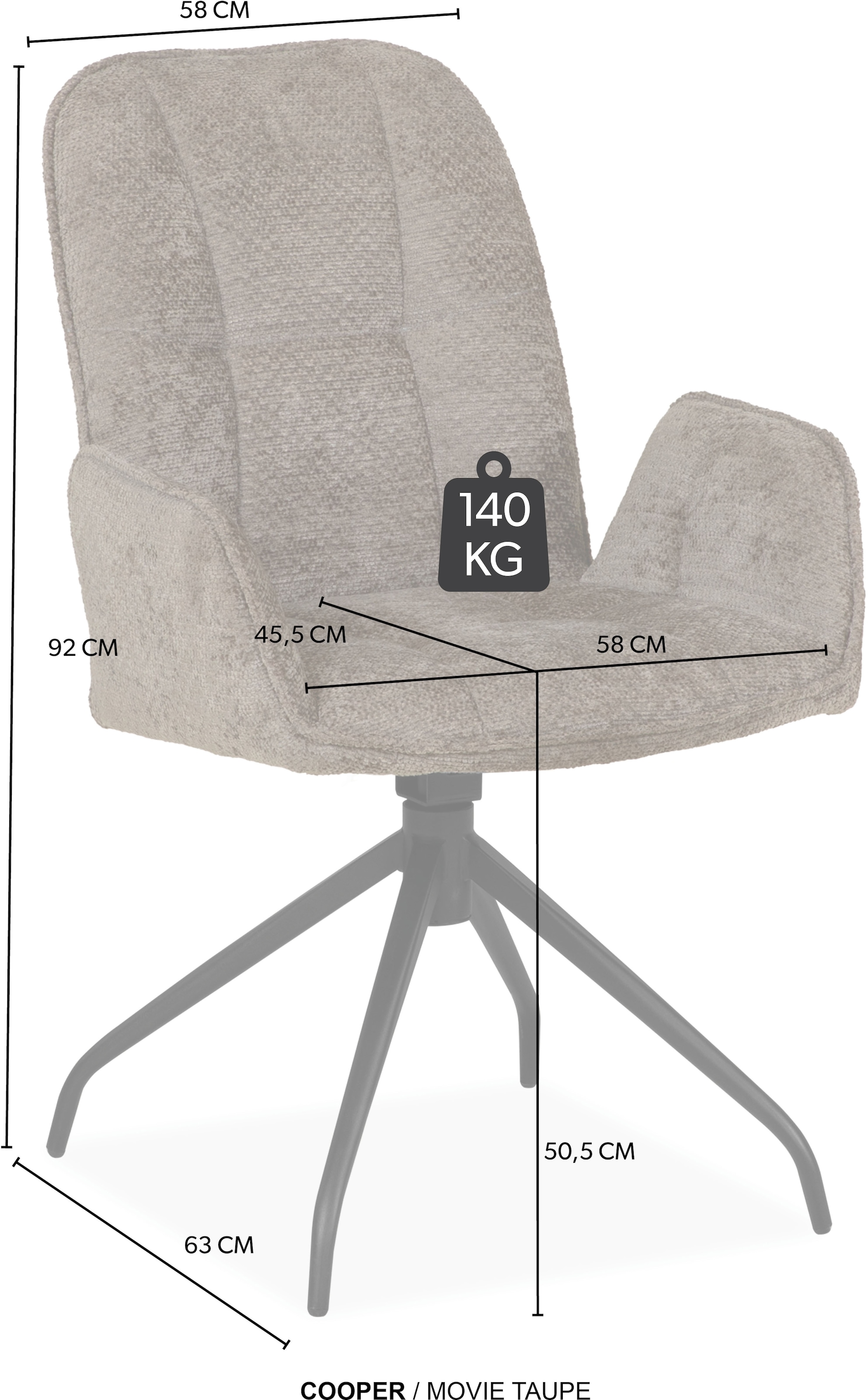 OMG Design Esszimmerstuhl »Cooper« (Set) 2 Stk.Drehstuhl mit auto-return, Armlehnenstuhl