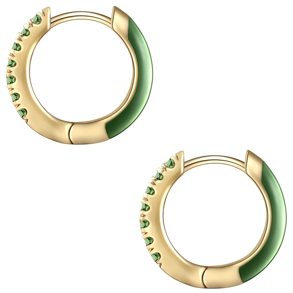 Paar Creolen GLANZSTÜCKE MÜNCHEN "Set: GSM502", gelbgold, grün, Ohrringe, Damen, 11,5,mit Zirkonia, Silber 925 (Sterlingsilber), aus Sterling Silber 2
