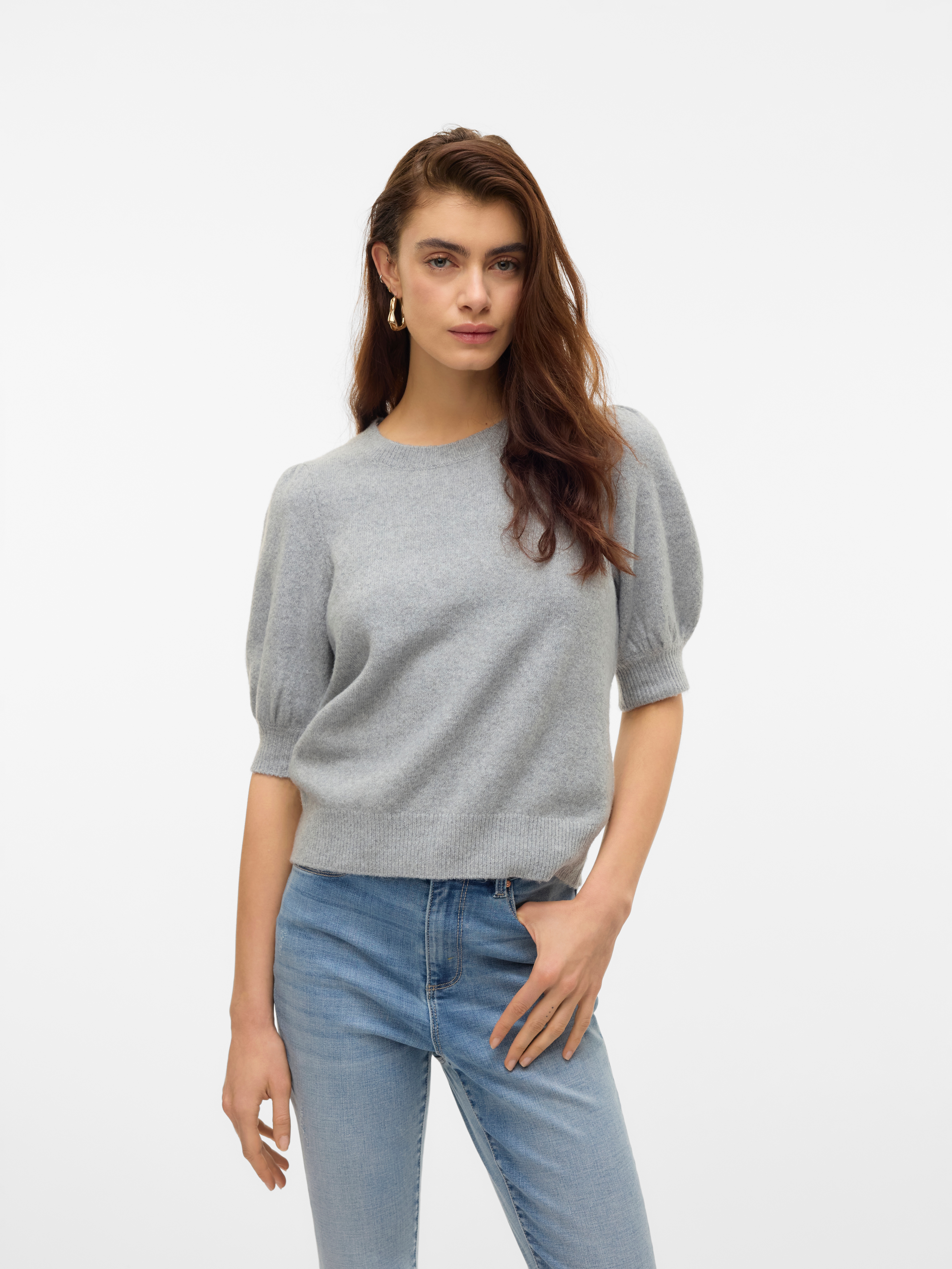 Vero Moda "VMDOFFY 2/4 O-NECK PULLOVER GA NOOS" Materialmix, regular fit