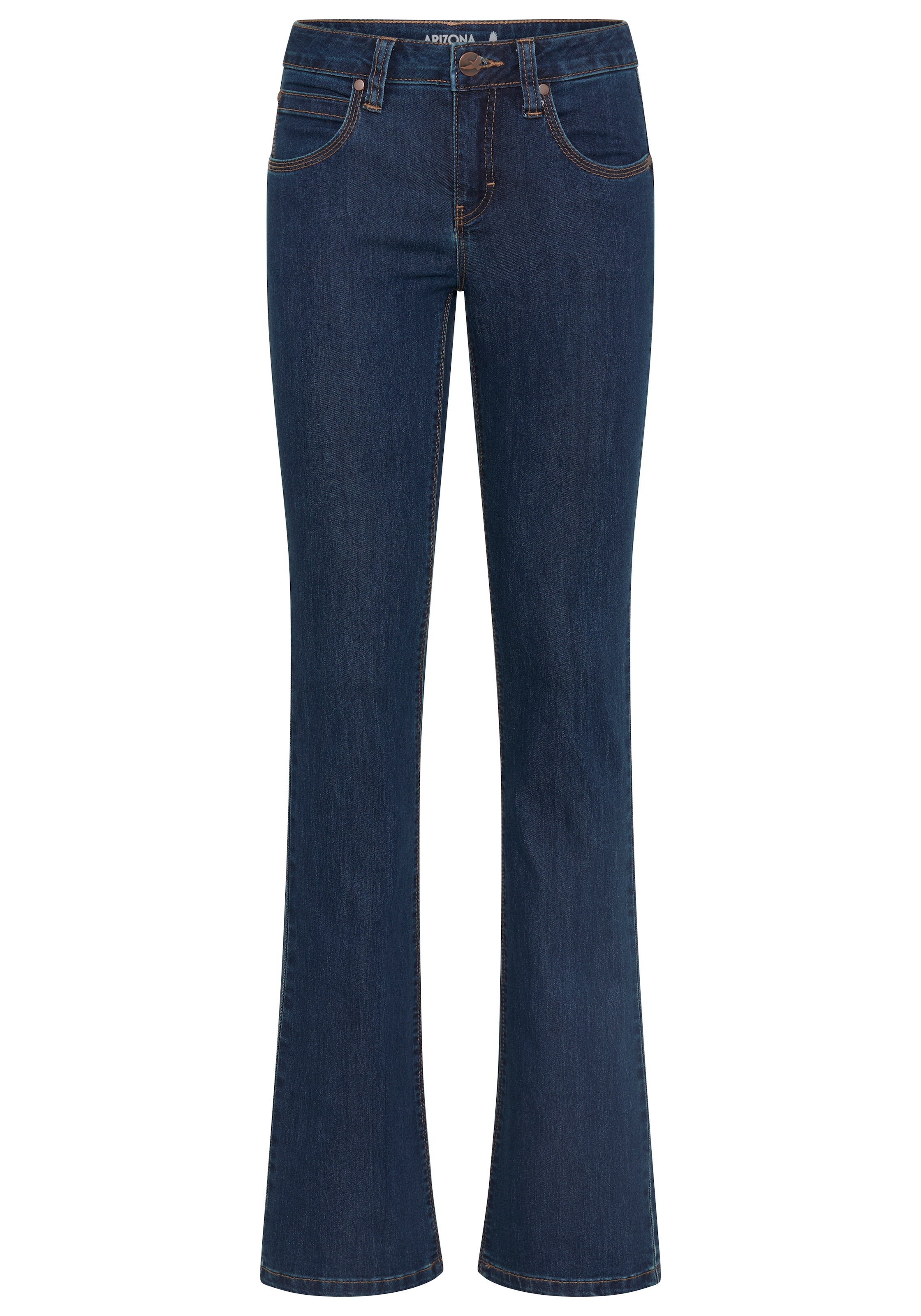 Arizona Bootcut-Jeans »Shaping« bootcut,  Kontrastnähte,  Used-Look-Waschung,  niedrige Leibhöhe