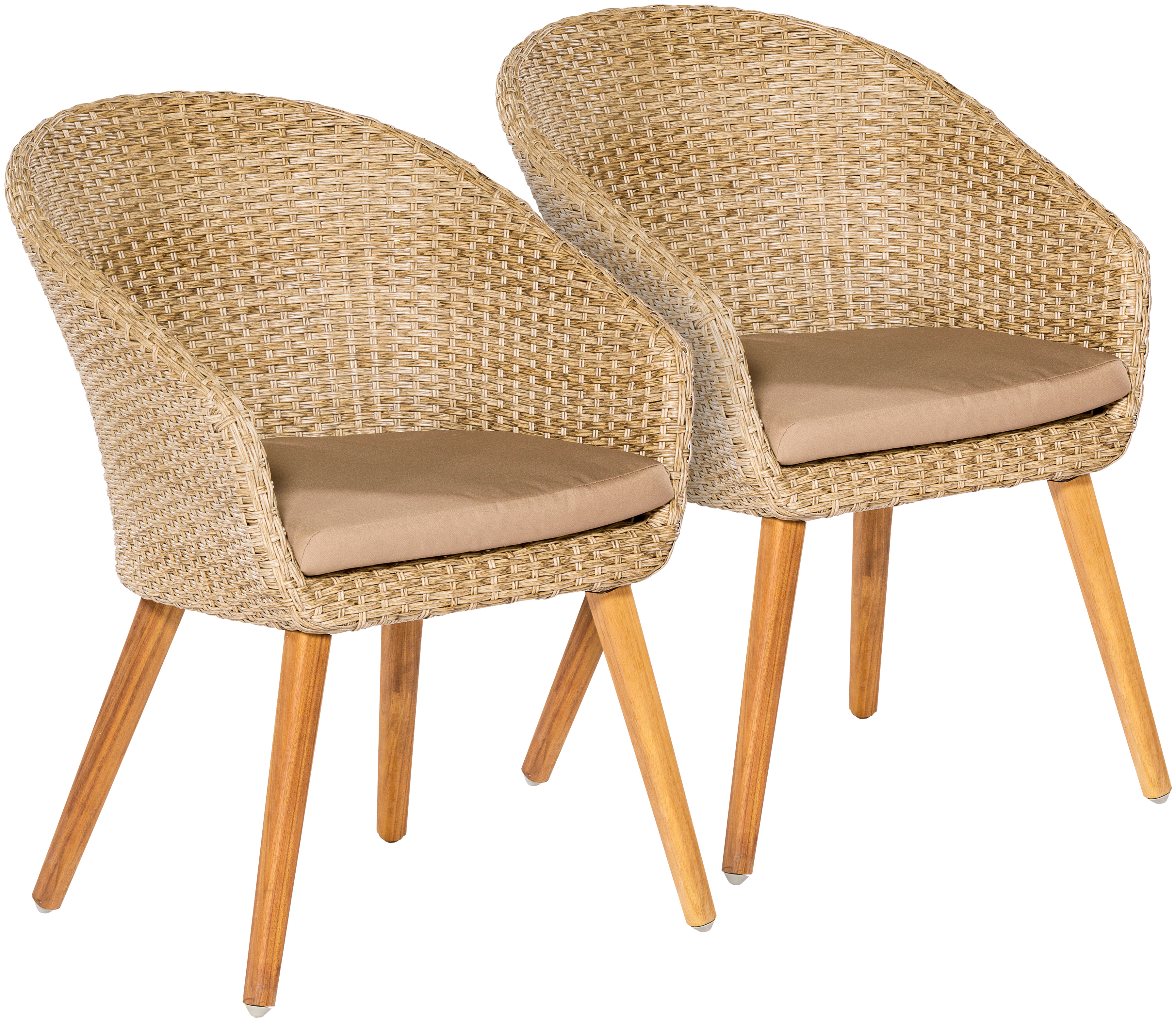 Gartenstuhl »Arrone«, (Set), 2 St., 2er Set, Alu/Polyrattan/Akazie, beige, inkl. Auflage