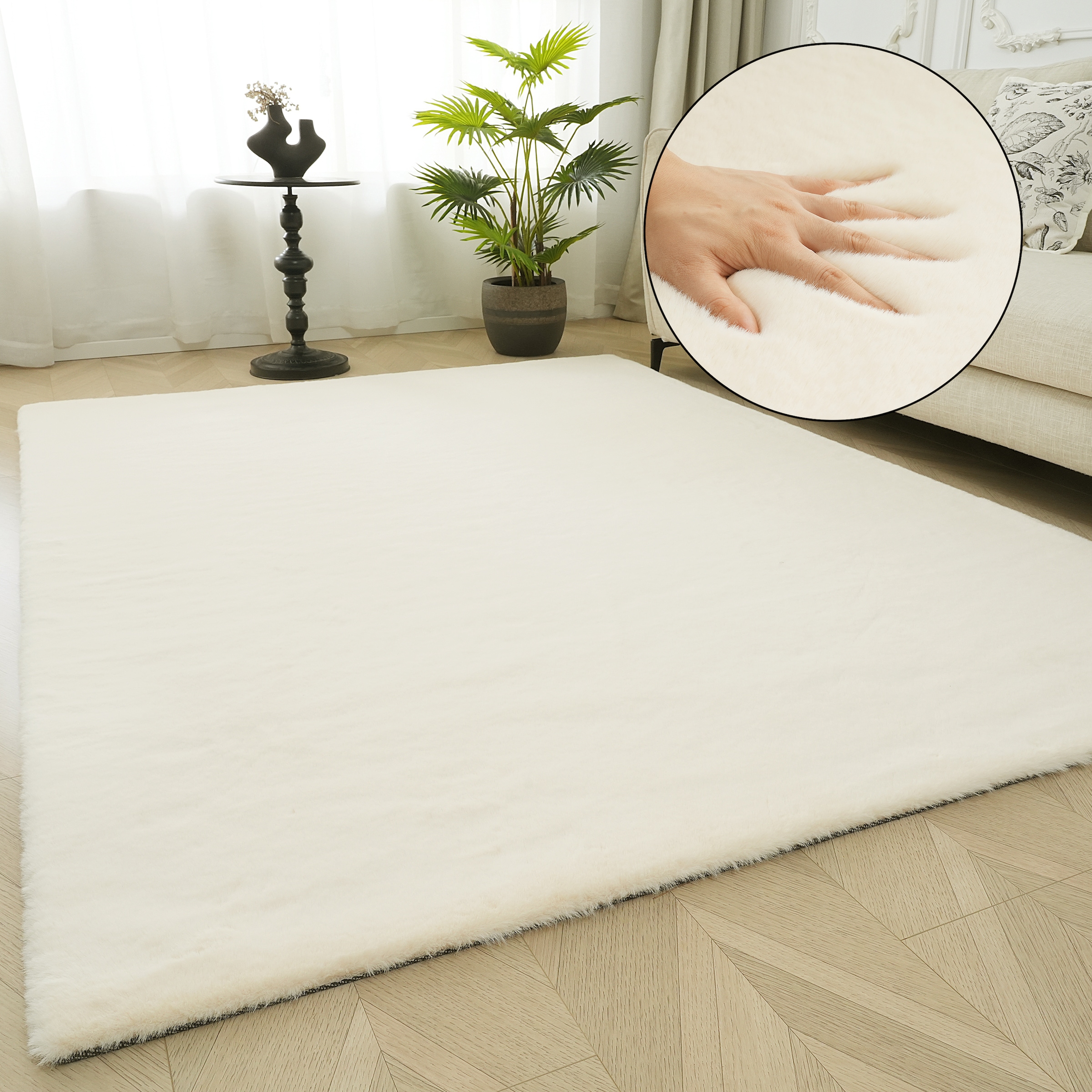 Bruno Banani Fellteppich "Rabbit 2, Kunstfell Teppich, Modern" rechteckig 2 günstig online kaufen