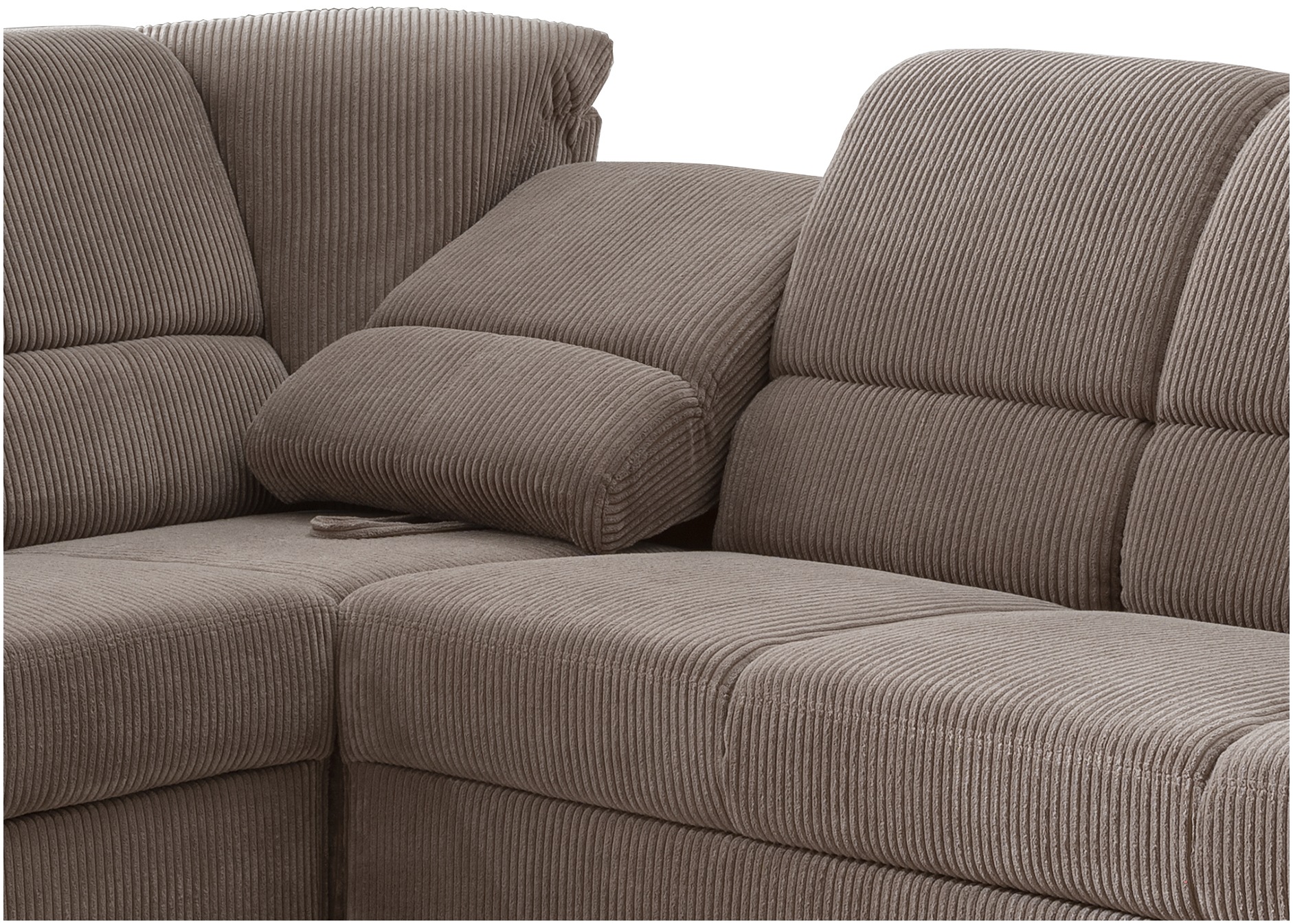 Home affaire Ecksofa »Pisa L-Form, mit Schlaffunktion, Stauraum, 2x höhenverstellbare«, Kopfstützen und Relaxfunktion im Eckelement