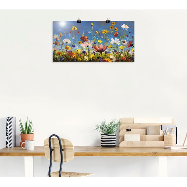 Artland Wandbild »Wildblumenwiese blauer Himmel«, Blumenwiese, (1 St.) |  BAUR