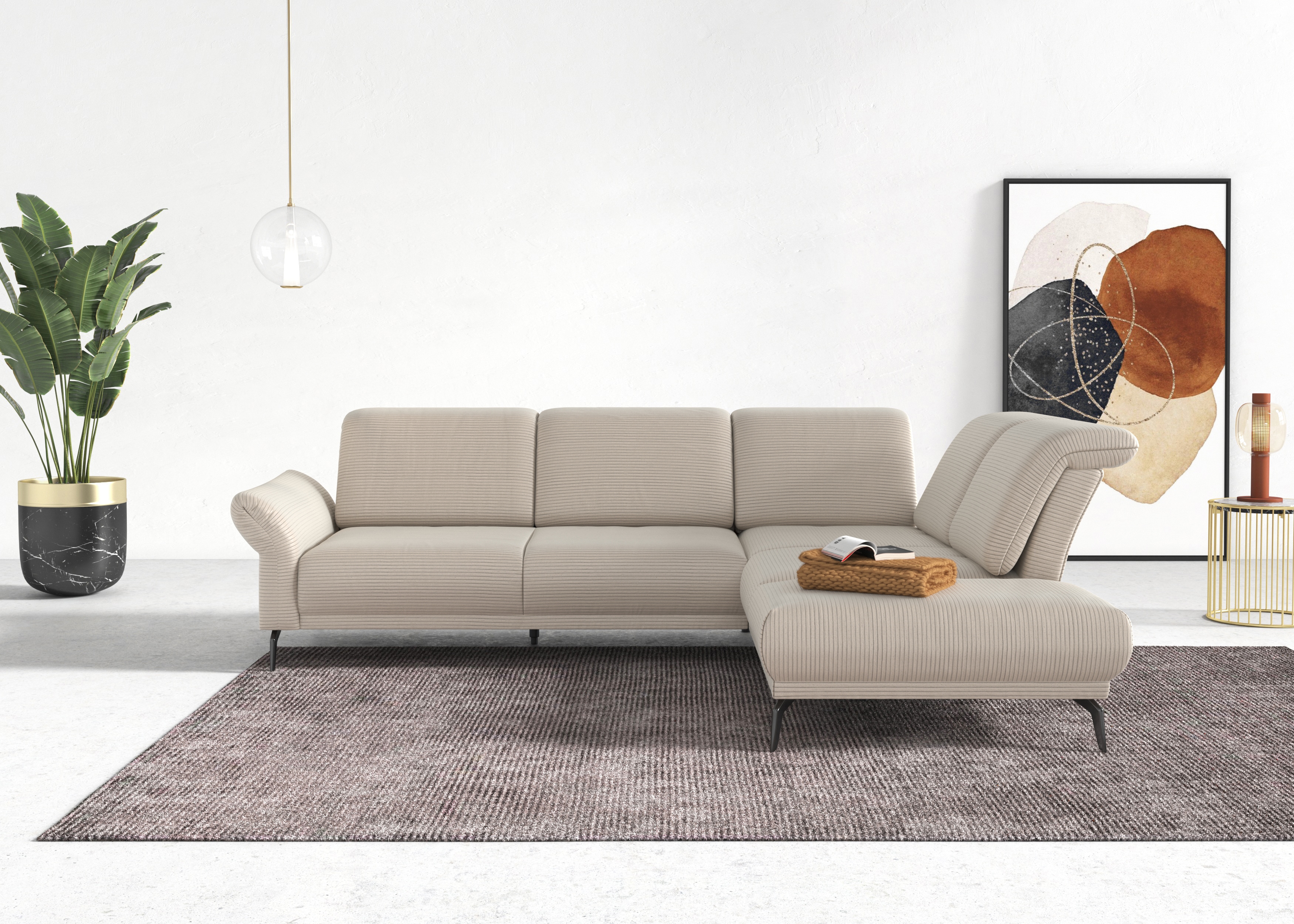 Thumbnail - INOSIGN Ecksofa "Coco L-Form", Sitztiefen-, Arm- und Kopfteilverstellung, Cord-Bezug, Fußhöhe 15 cm